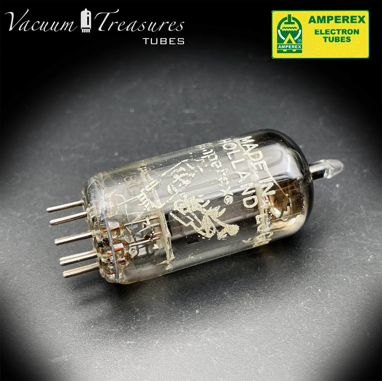 12AX7 / ECC83 Amperex Bugle Boy mC6 AMPLITREX Tested Long Plates Foil Getter '58
