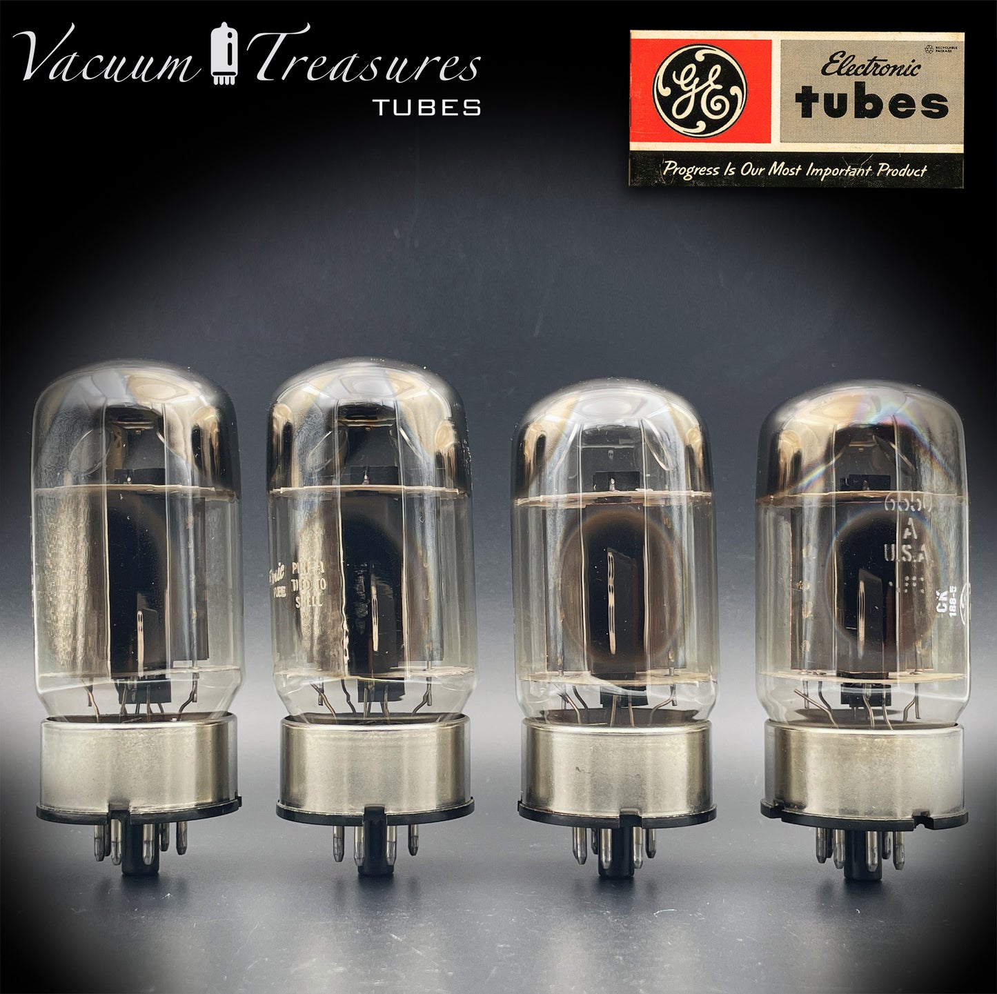 6550 GE Vintage Matched Quad - First Version - Welded Plates MADE IN USA