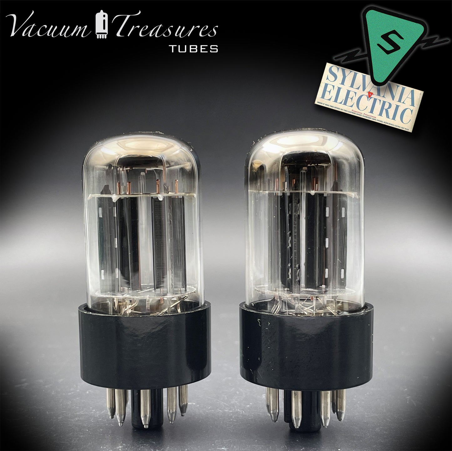 6SN7GTB Baldwin by SYLVANIA Matched Pair Black Plates Tubes Same Codes Made in USA '61
