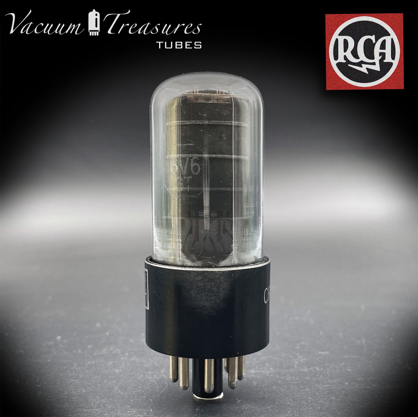 JAN CRC 6V6 GT ( VT 107-A ) RCA Black Glass DD Getter Military Quality Tested Tube Made in USA '51
