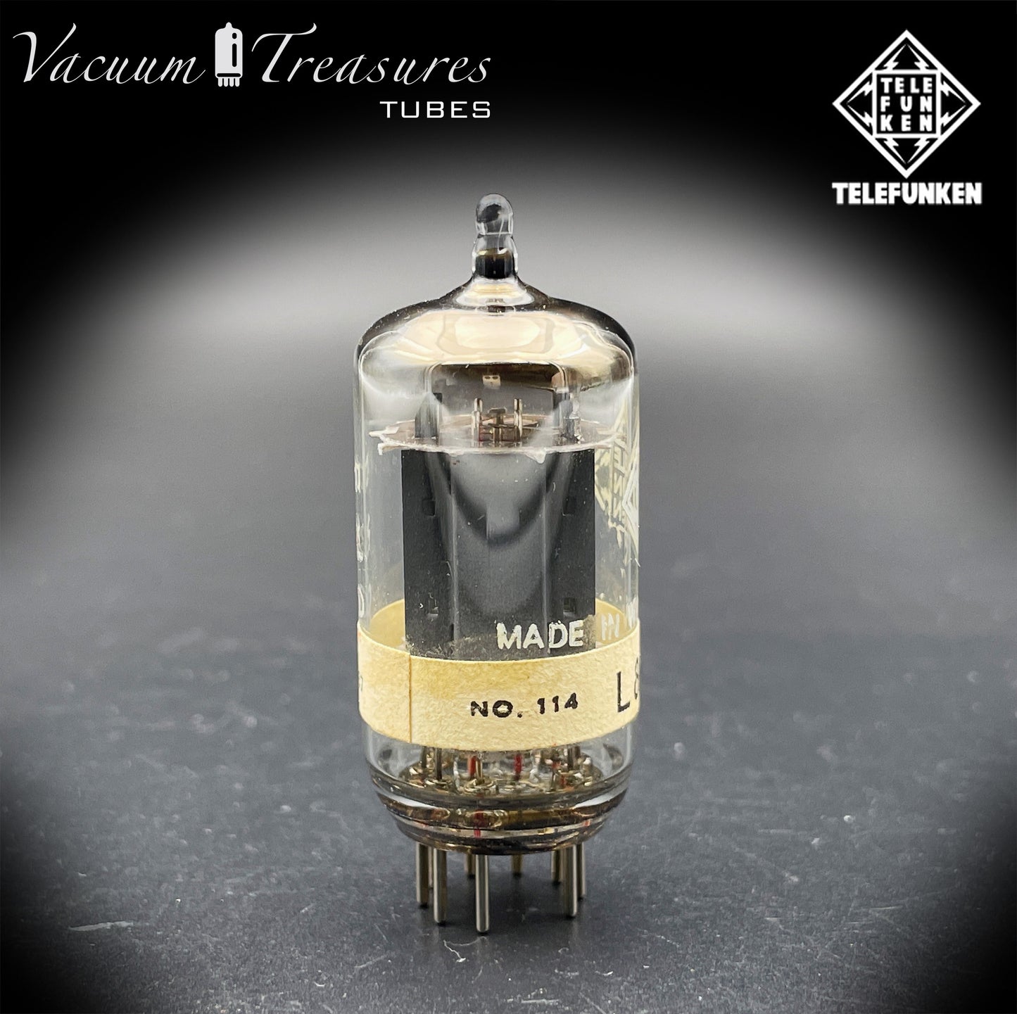 12AX7 ECC83 NOS Telefunken – Smooth Plates Diamond Bottom Tested Tube Western Germany