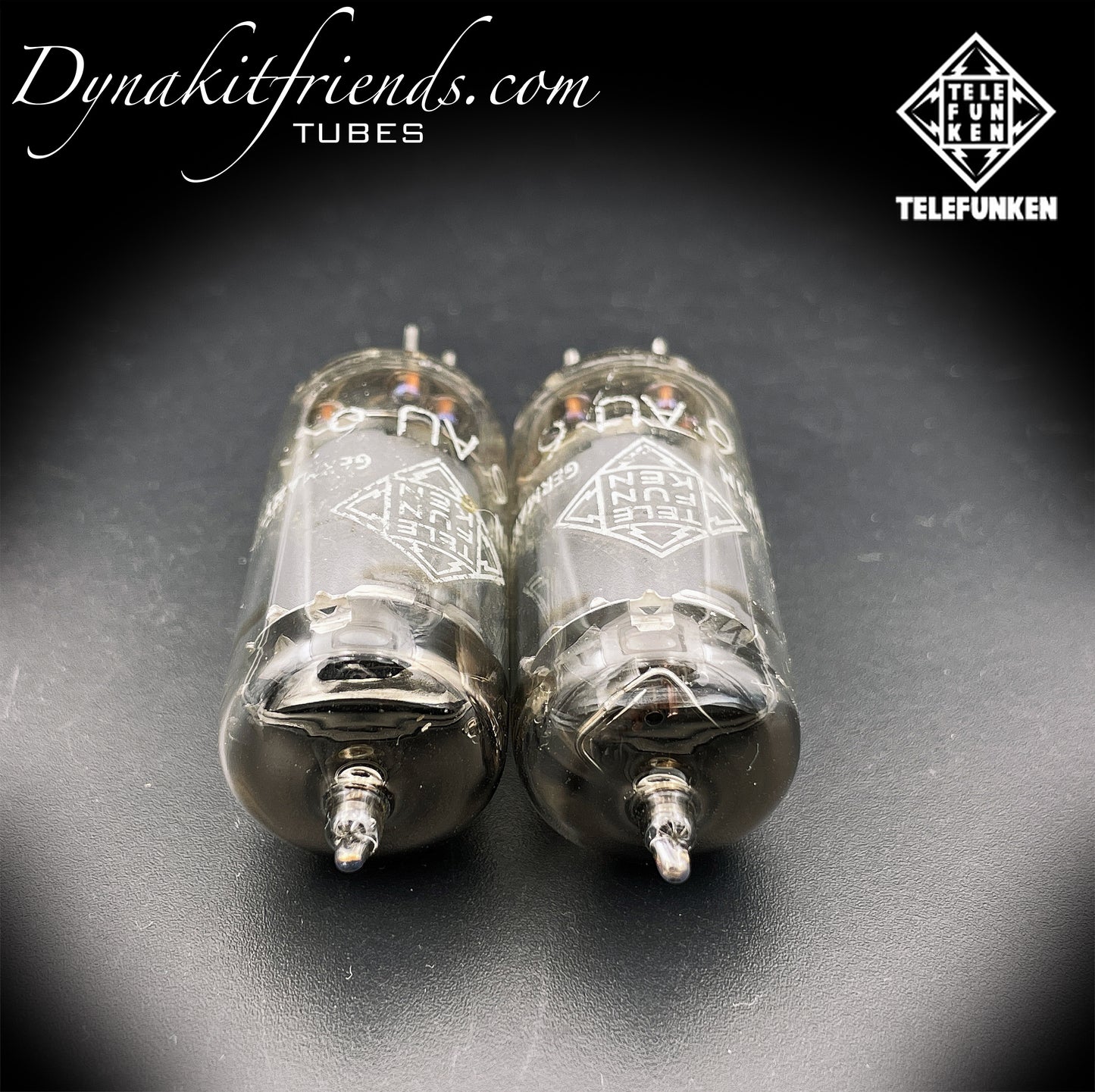 6AU6 ( EF94 ) Telefunken <> Diamond bottom Same Codes Gray Plates Square Getter Matched Tubes Made in Germany