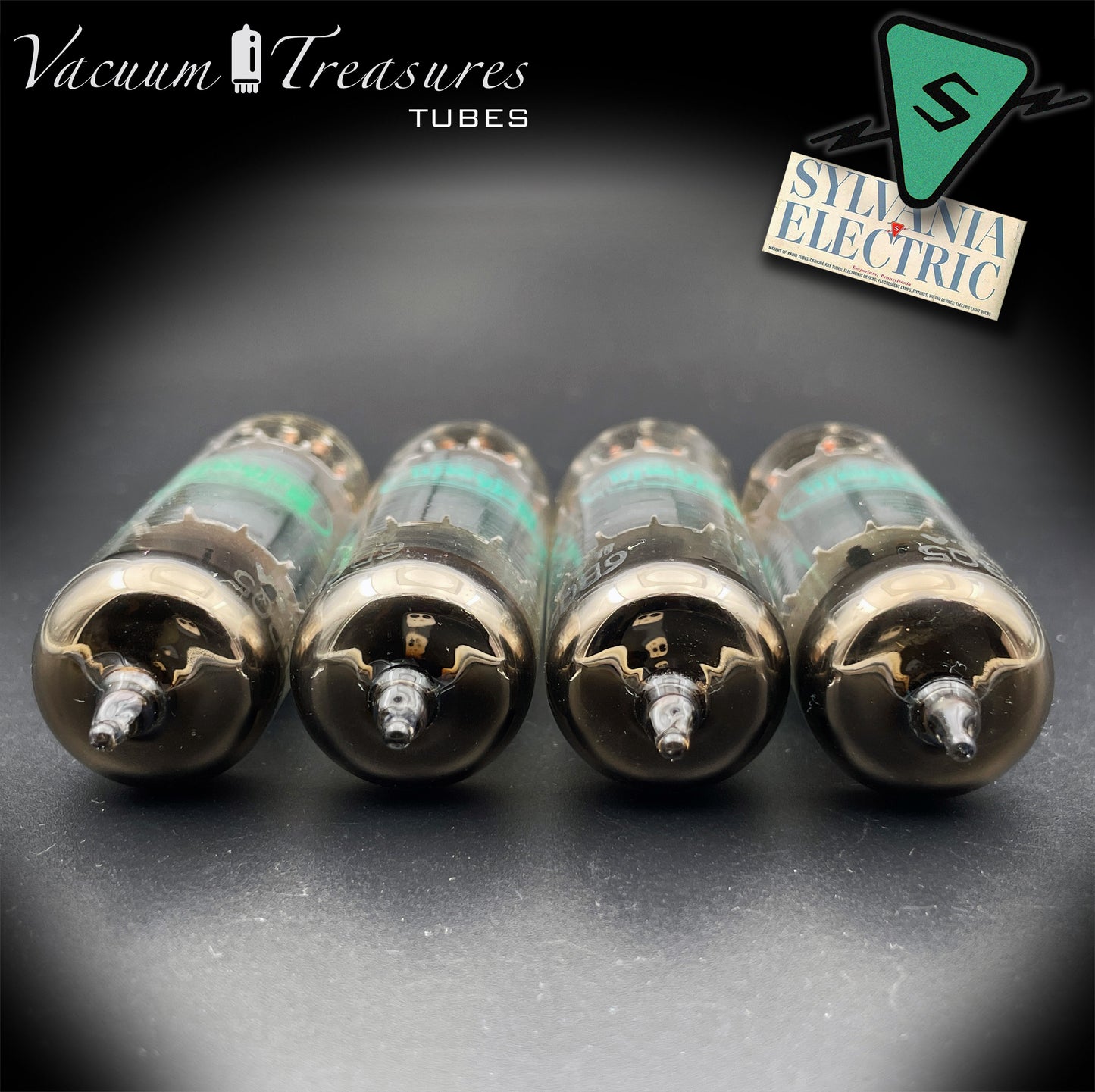 EL84 6BQ5 Baldwin/SYLVANIA Matched Quad Gray Plates Halo Getter Tubes Made in USA '55