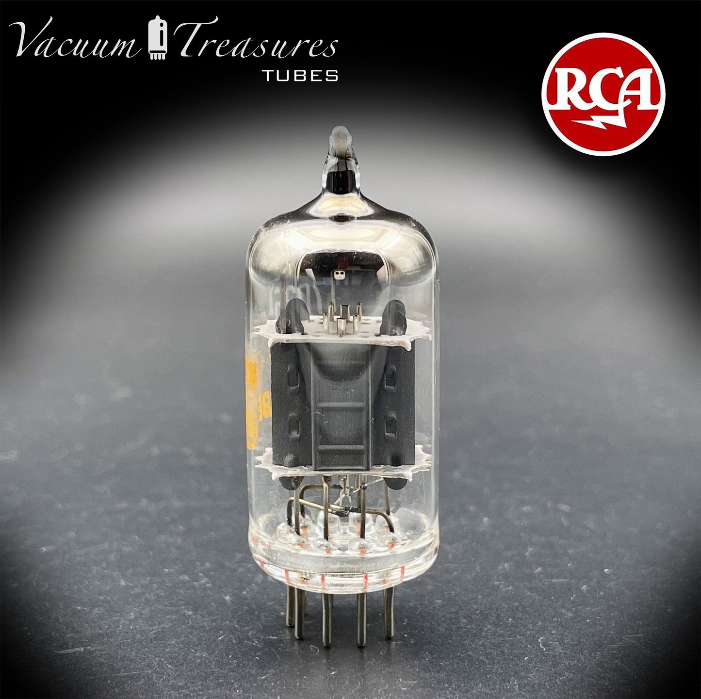 7025 / 12AX7 RCA Short Gray Plates Halo Getter Tested Tube Made in USA '60s