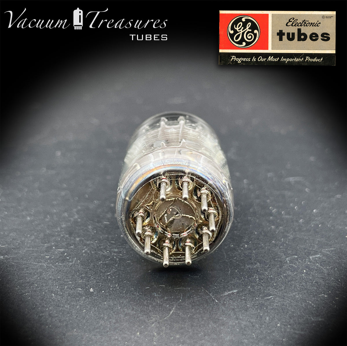 5814A / 12AU7WA / E82CC GE NOS NIB Five Stars Triple Mica Gray Plates Horse Shoe Getter Made in USA