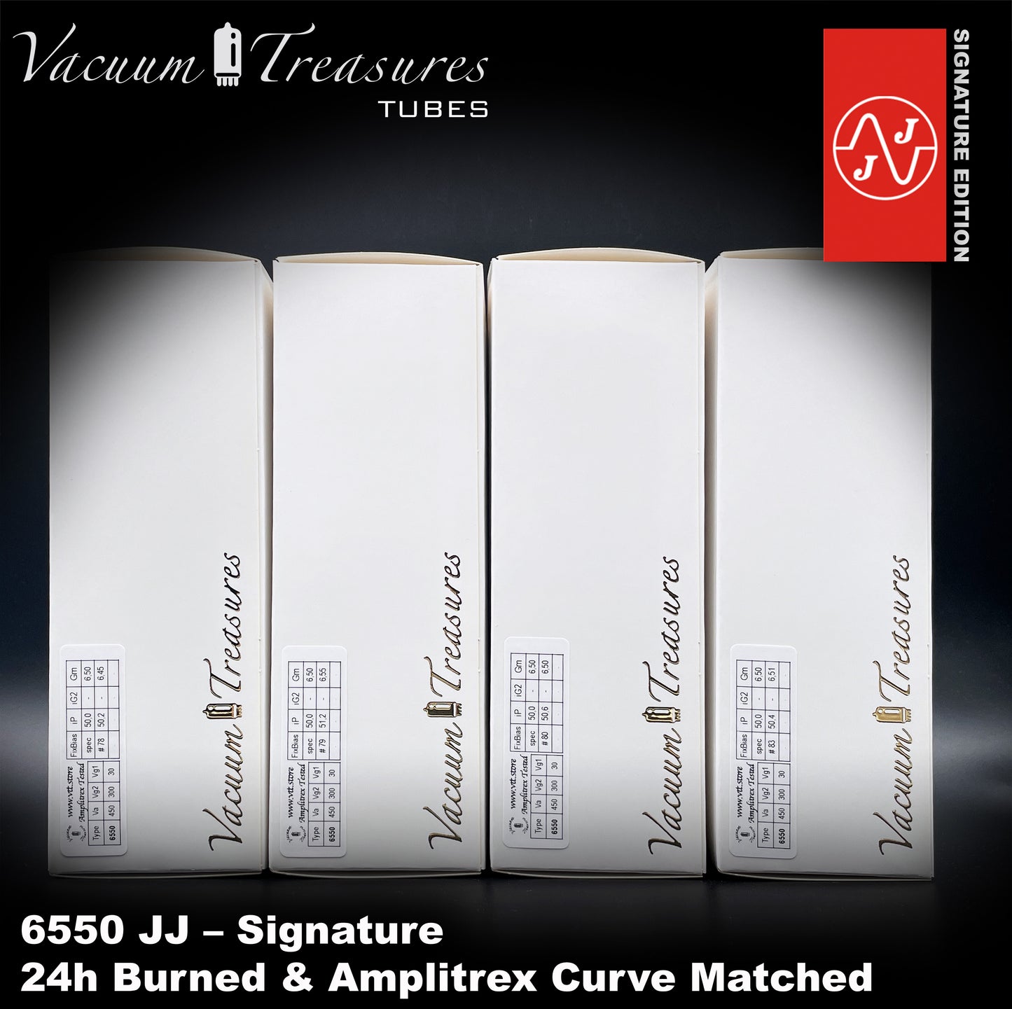 💎 6550 JJ Signature Matched Quad - NEW - 24h Burn-in - Amplitrex Curve Tested Tubes