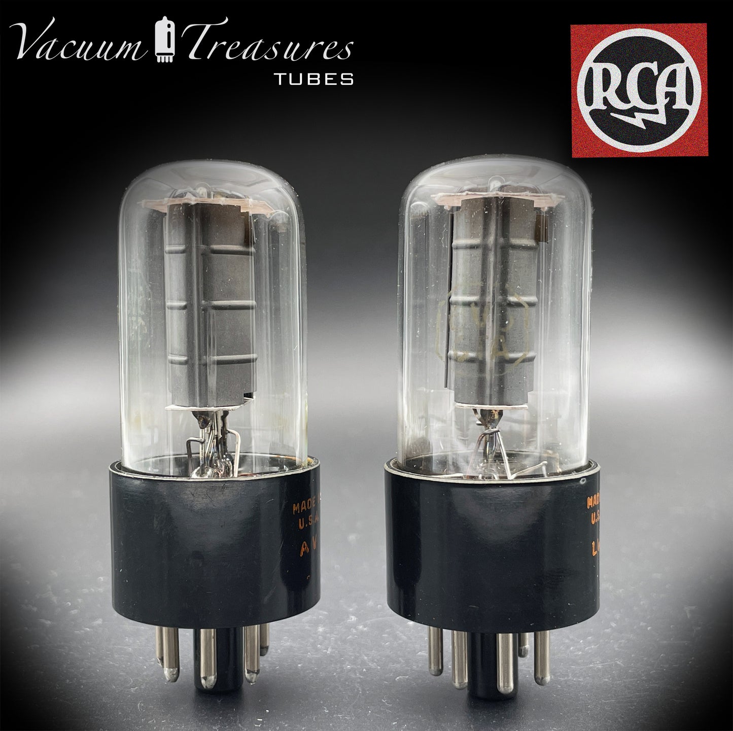 6V6 GTA RCA Gray Plates Bottom Double [] Getter AMPLITREX Matched Tubes Made in USA