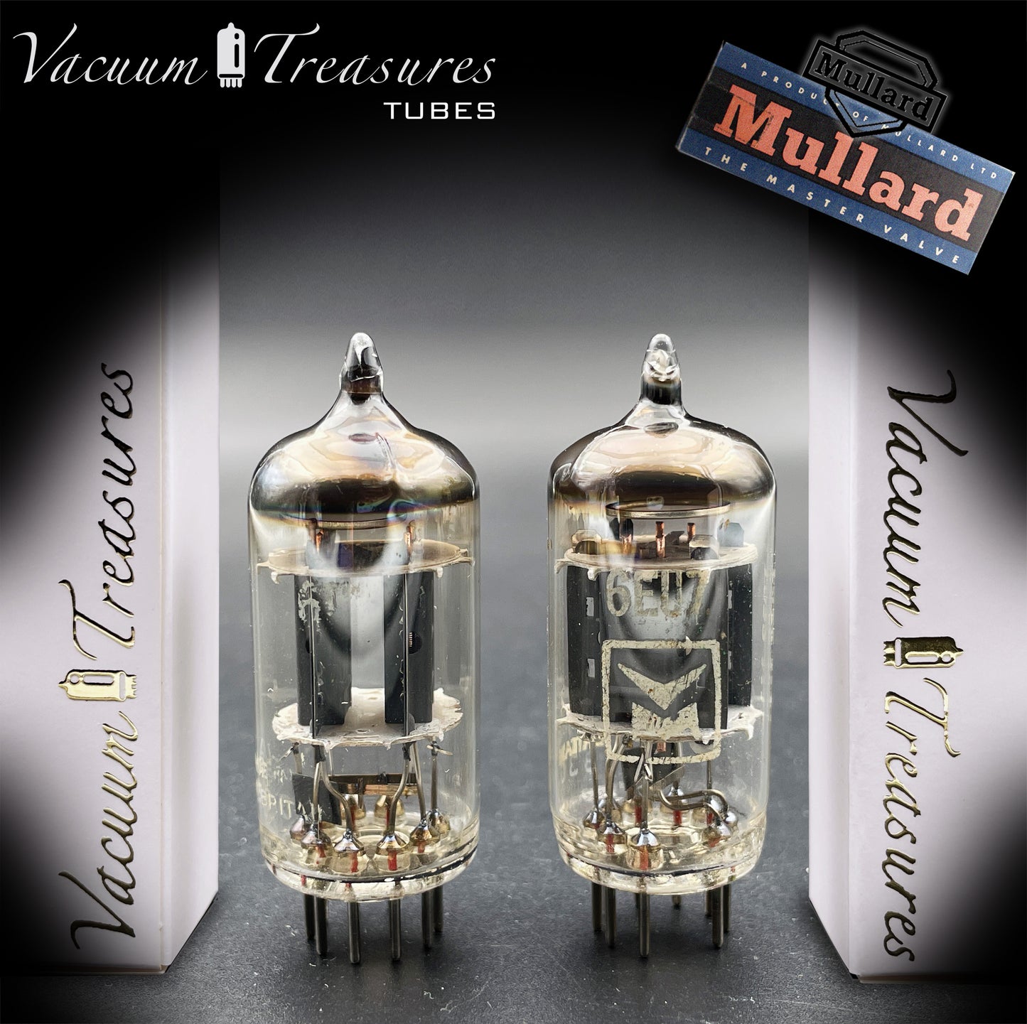 6EU7 MULLARD Blackburn Short Plates Matched Pair Made in GT. BRITAIN ’60s - AMPLITREX Tested