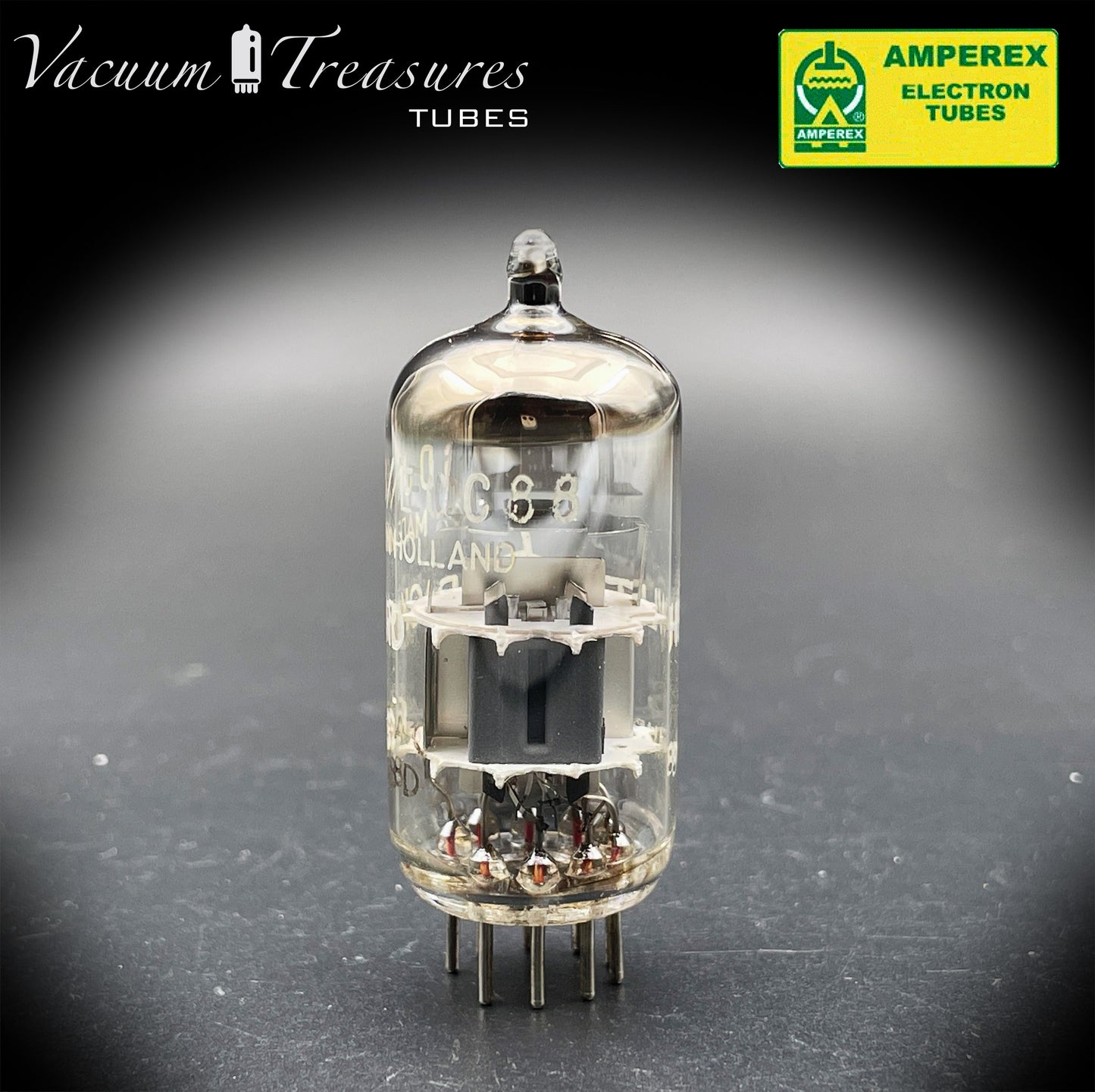 ECC88 6DJ8 HP by AMPEREX Heerlen Factory Tested Tube Made In Holland '68