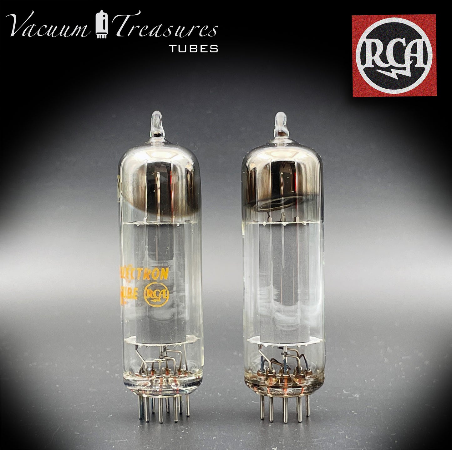 6BQ5 ( EL84 ) RCA NOS NIB Gray Plates Disc Halo Getter Matched Pair Tubes Made in USA '63