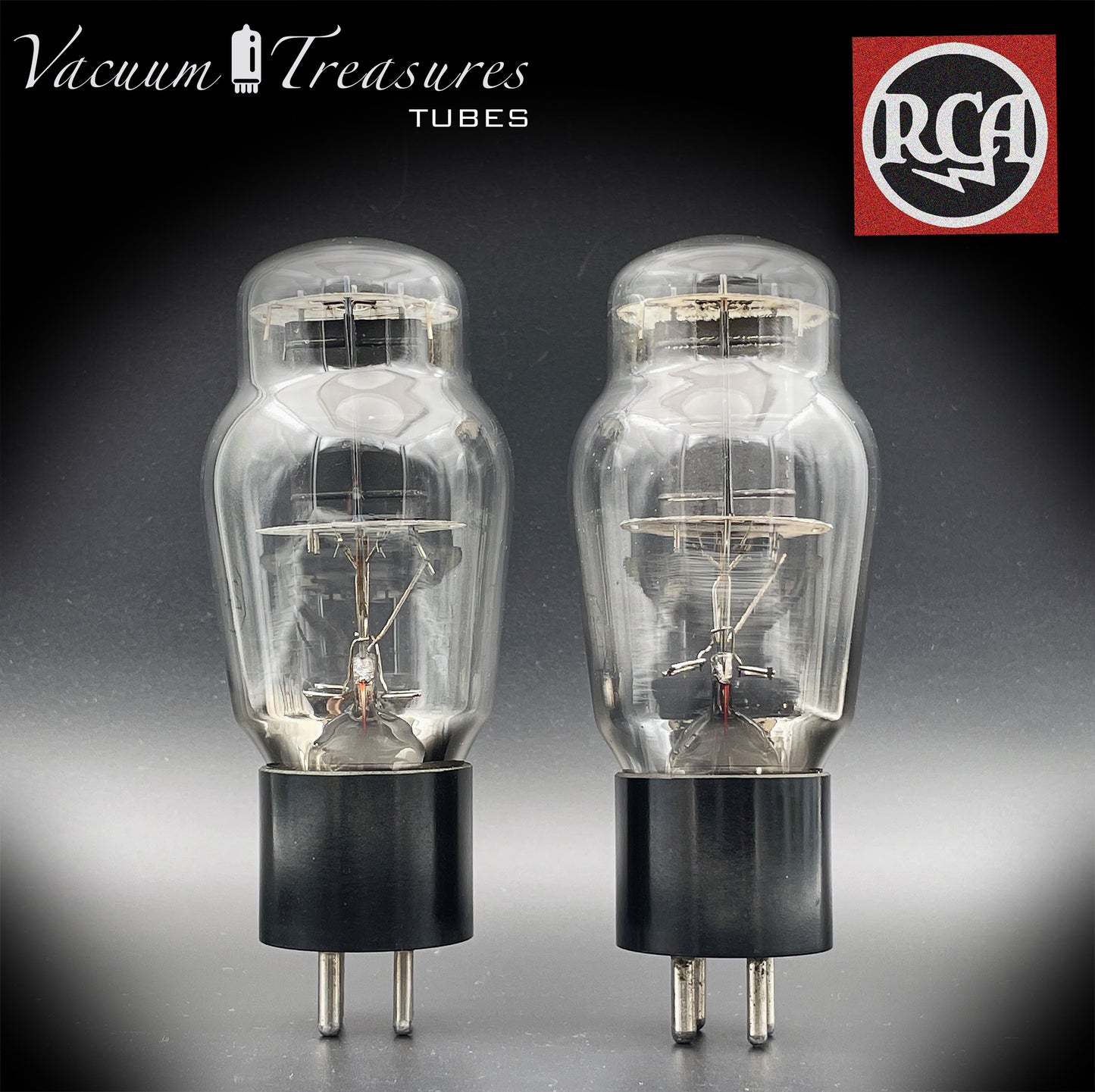 2A3 ( VT-95 ) RCA Bi-Plates Black Plates Dual Bottom Getter Matched Tubes Made in USA '50s