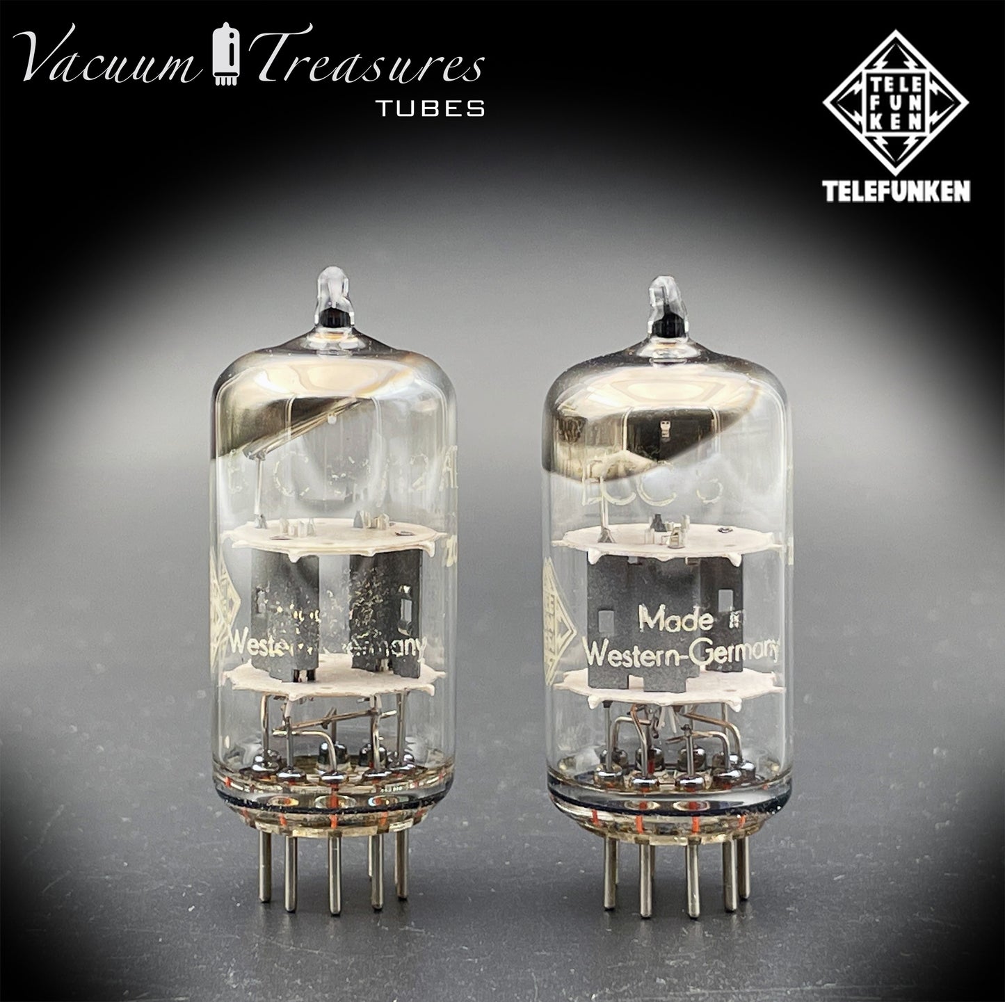 ECC81 ( 12AT7 ) TELEFUNKEN NOS Diamond <> Bottom Tested Pair Tubes & Codes Made In Western Germany