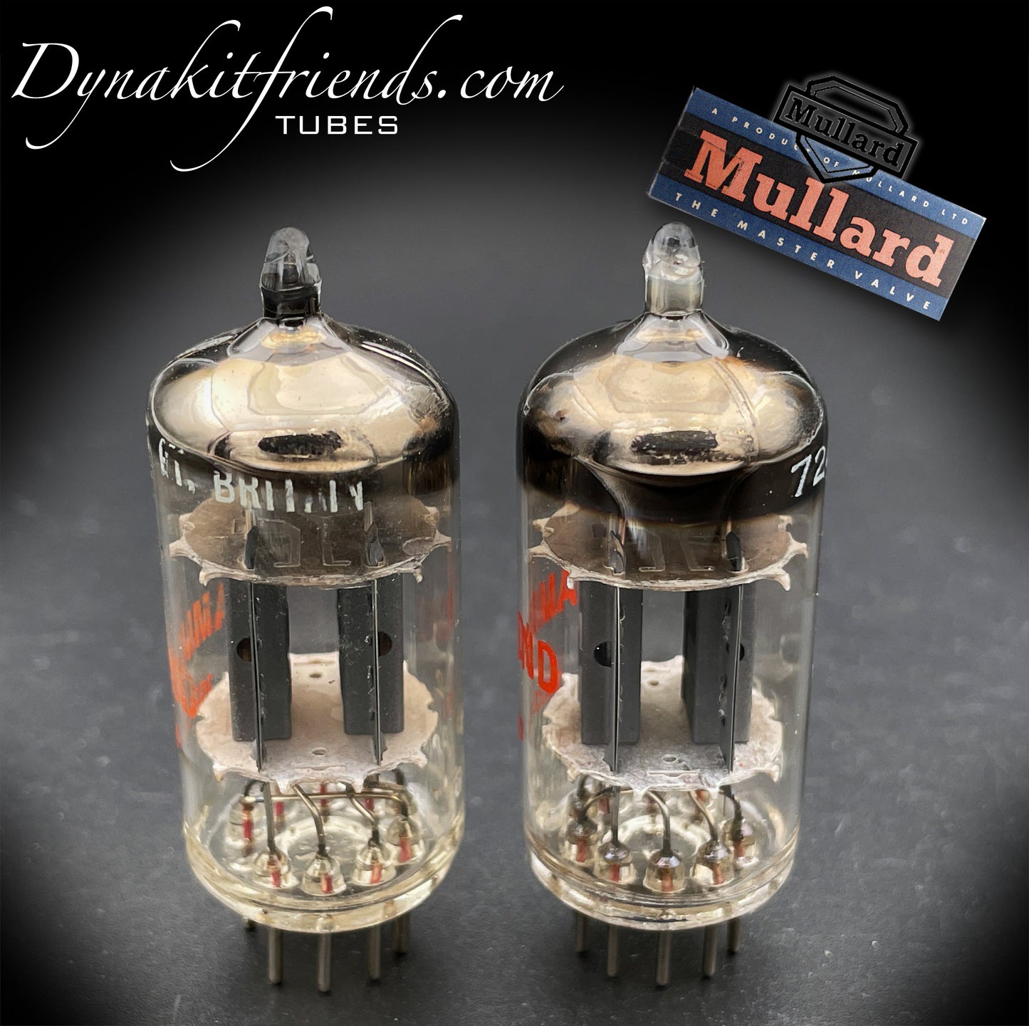 7247 ( 12DW7 ) MULLARD Blackburn O Getter Matched Tubes MADE IN GT. BRITAIN