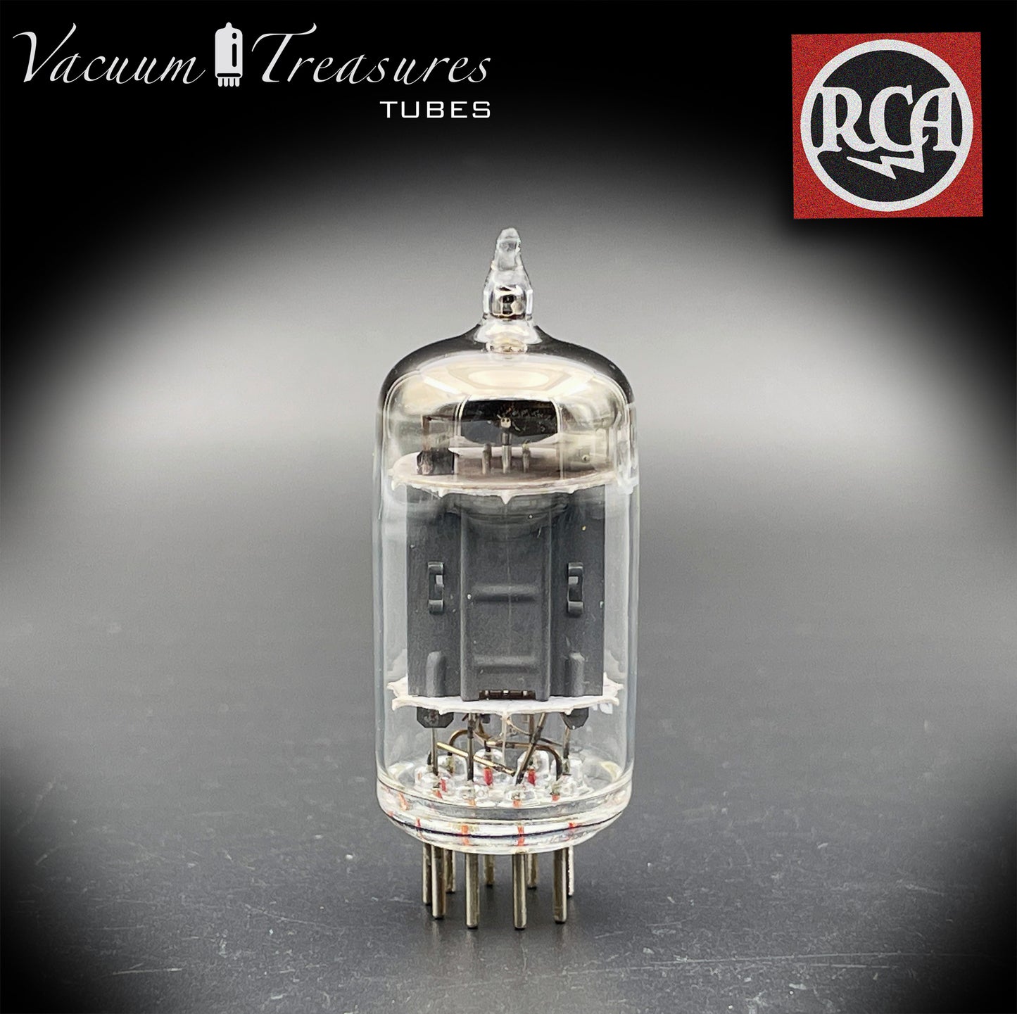 5963 ( ECC82 12AU7 WA ) RCA Long Gray Plates Rare Foil Getter AMPLITREX Tested Tube Made in USA '50s