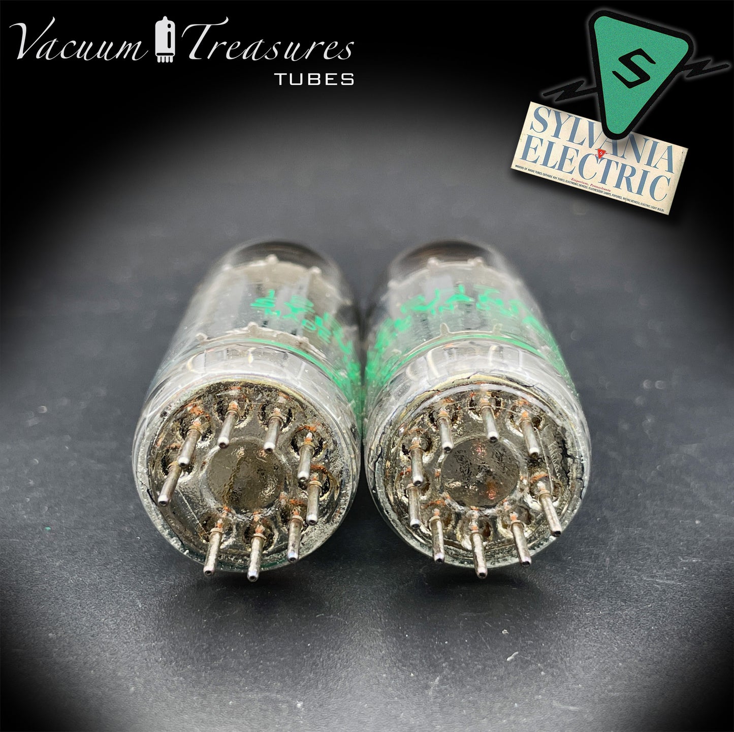 12BH7A ( 7032 ) NOS NIB Sylvania Gray Plates Halo Getter Matched Pair Tubes USA 1975