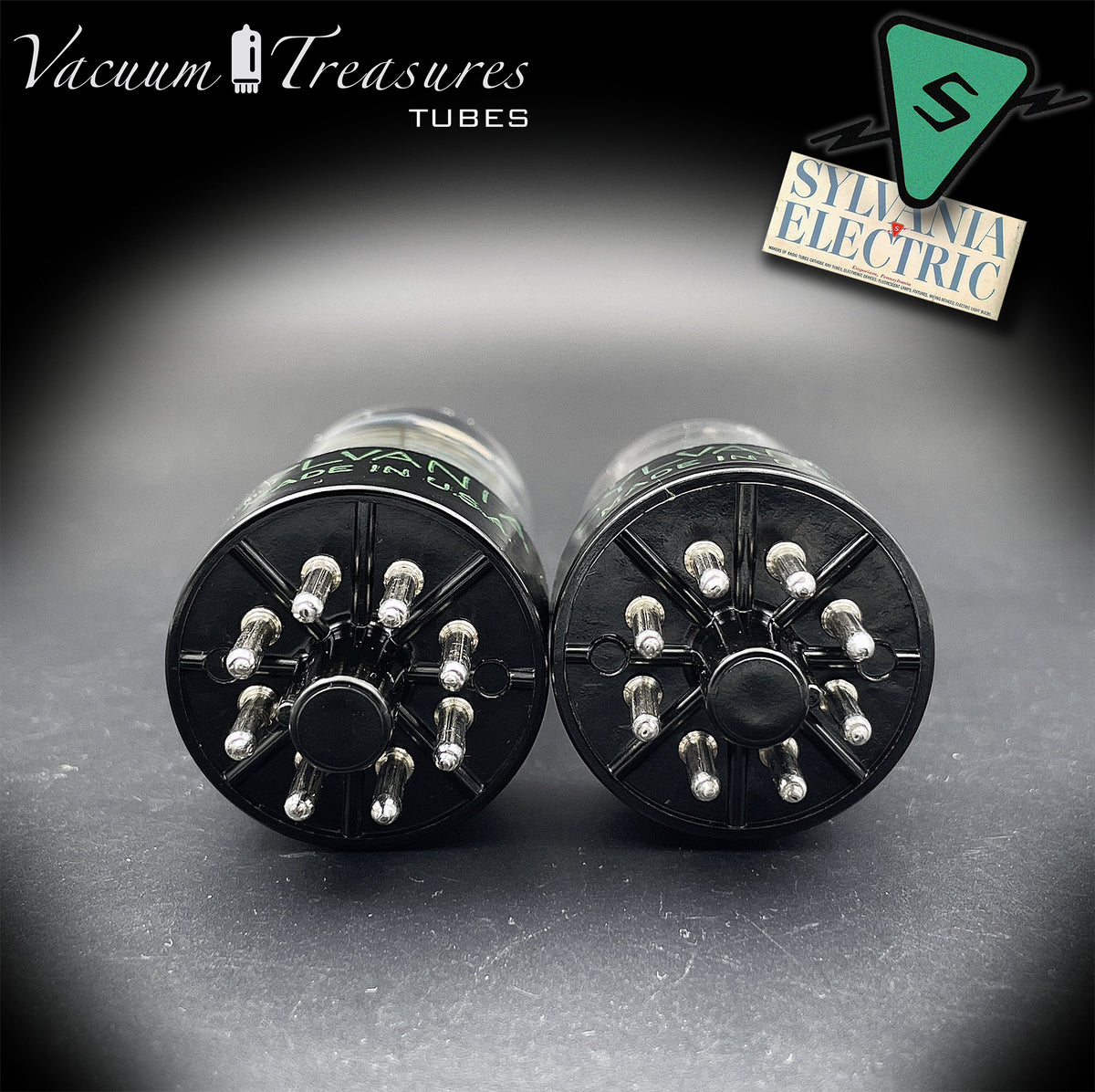 6SN7GTA NOS SYLVANIA Chrome Top Matched Pair - Same Production Code - Low Noise & Microphonics - AMPLITREX Tested