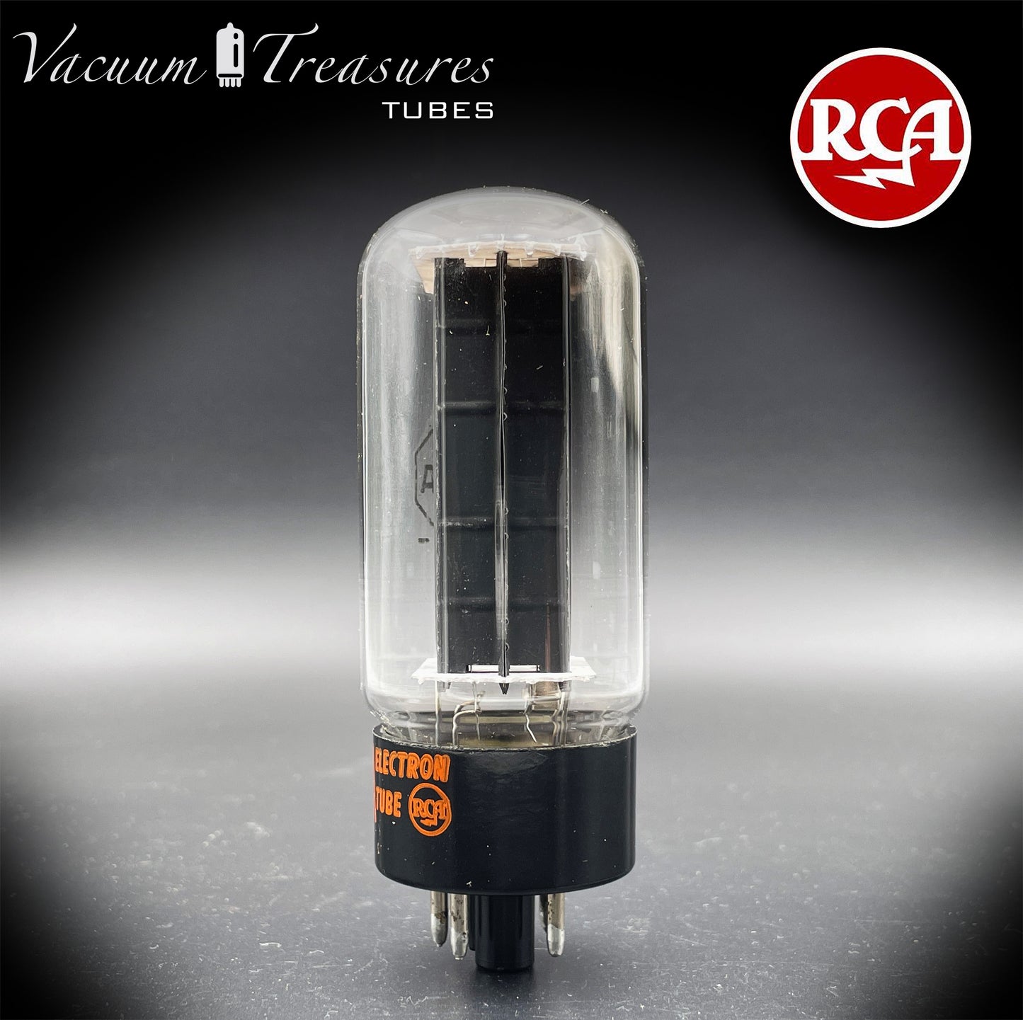 5V3A 5AU4 RCA NOS NIB Black Plates Round Getter Rectifier Tube - Amplitrex Tested - Made in USA