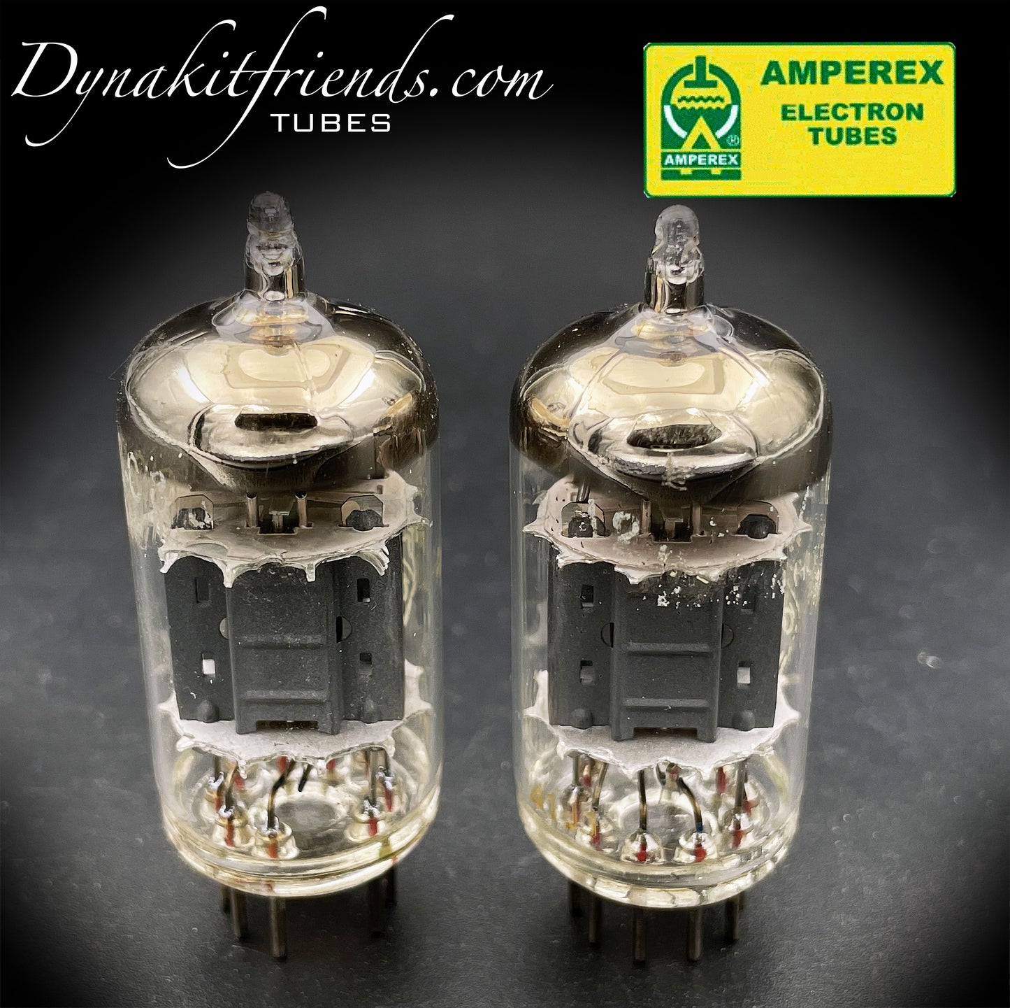 ECC83 ( 12AX7 ) Amperex Bugle Boy Short Plate Large O Getter Holland 1961 Matched Pair Valve Tubes