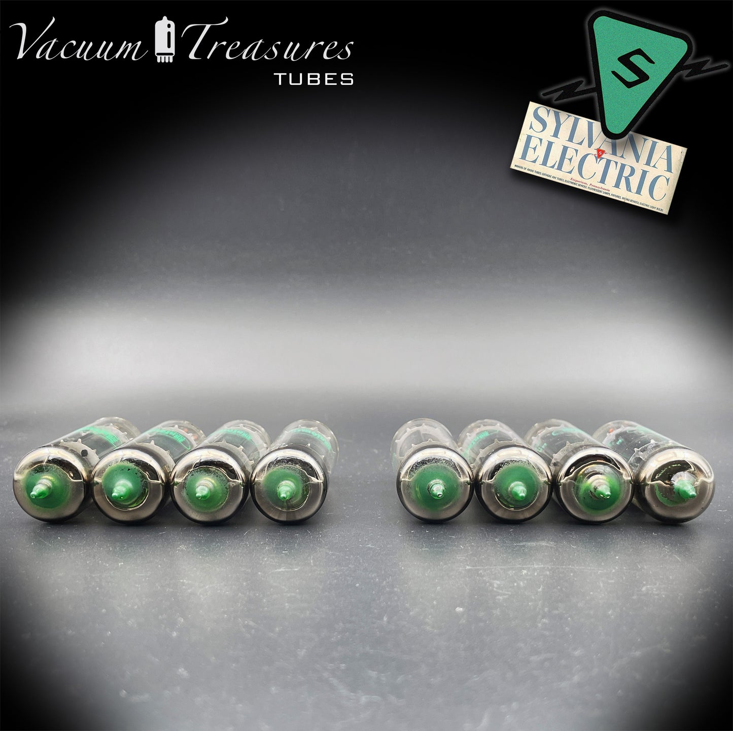 6BQ5 ( EL84 ) SYLVANIA Green Dot NOS Black Plates Matched Tubes ( 8 Tubes ) Made in USA '60s