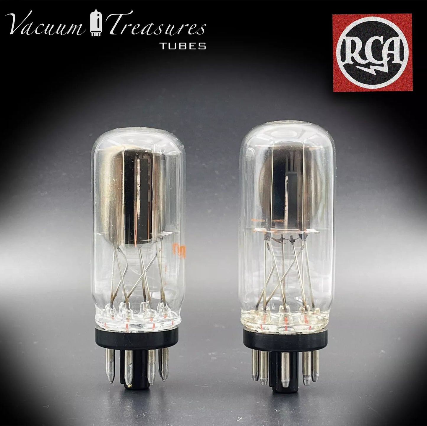 6SN7 GTB RCA NOS NIB Coin Base Black Plates AMPLITREX Matched Pair Tubes Made in USA