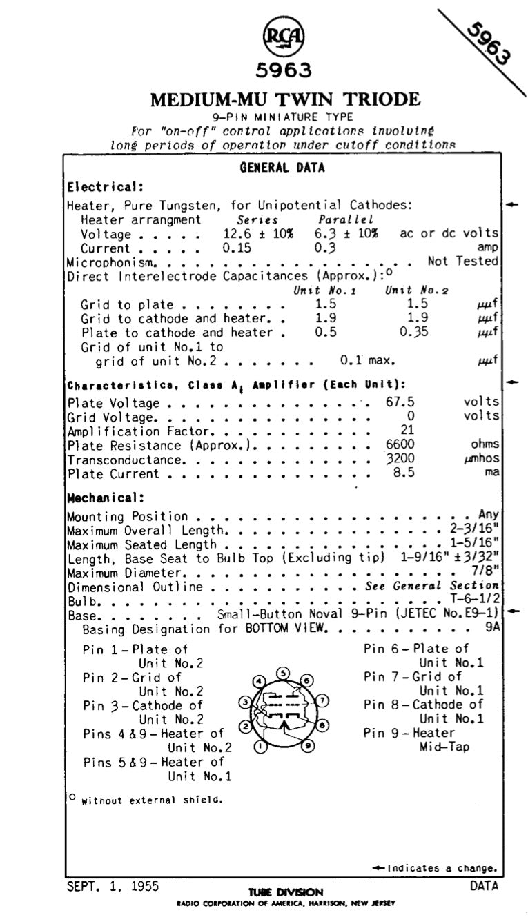 5963 ( 12AU7 ) RCA Matched Quad Long Black Plates Foil Getter AMPLITREX Tested
