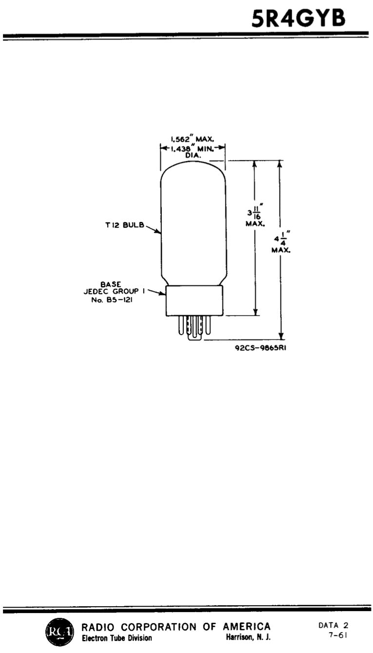 5R4GYB 5R4GY NOS RCA/MOTOROLA Black Plates Top Side Halo Getter Tested Tube Rectifier Made in USA '75
