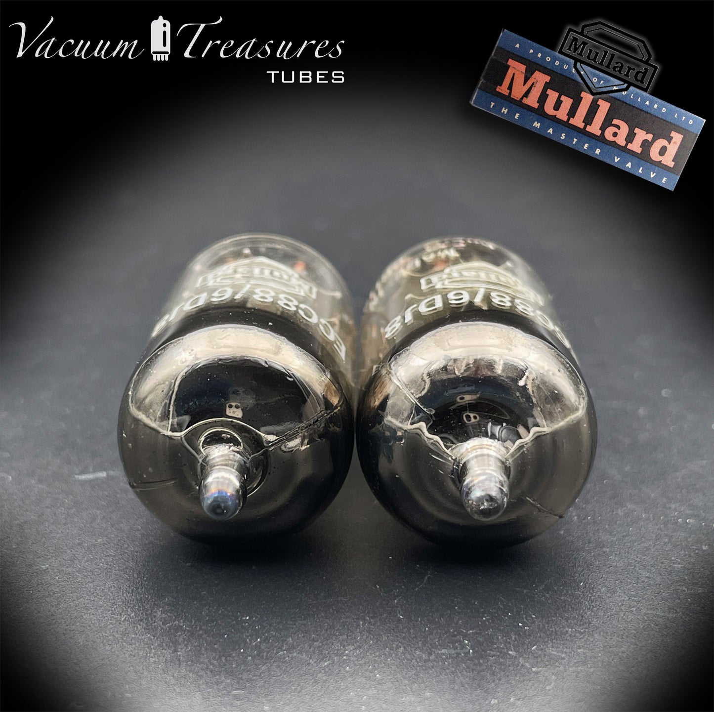 ECC88 / 6DJ8 MULLARD Blackburn Large Halo Getter - Matched Pair - GA1 B1F - AMPLITREX Tested - Made in Great Britain ’50s