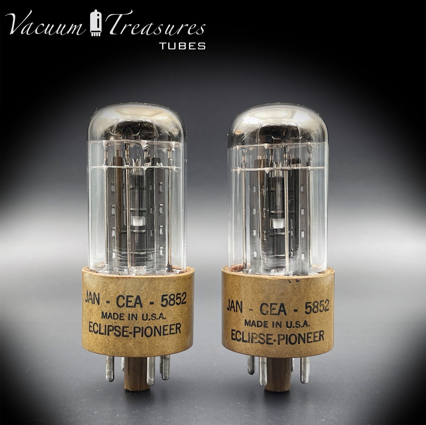 JAN - CEA - 5852 ( 6X5G - TE-5 ) NOS NIB ECLIPSE - PIONEER Black Plates 3 Mica 4 Getters [] [] [] []  Matched Tubes MADE IN USA