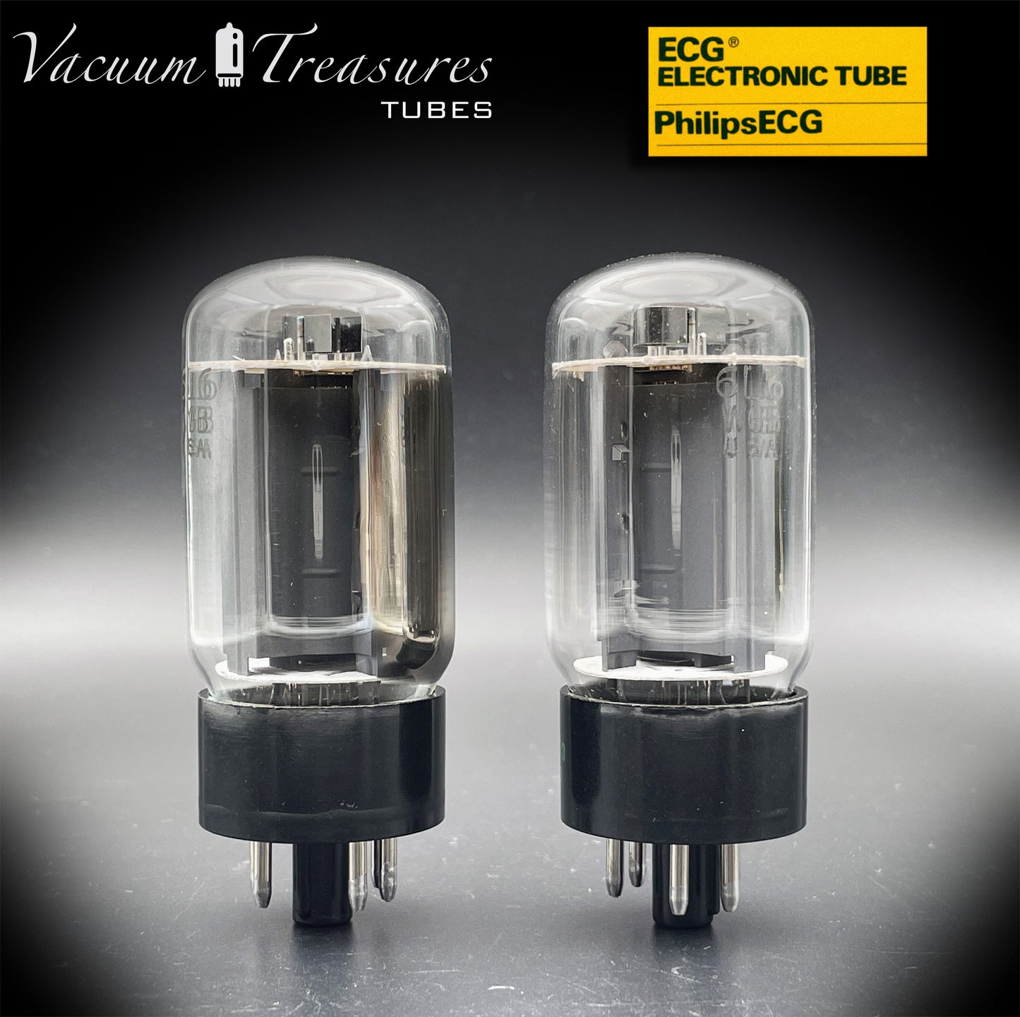 JAN 6L6WGB PHILIPS ECG Matched Pair Gray Plates Side Halo Getter AMPLITREX Tested – Same Date Code – NOS NIB
