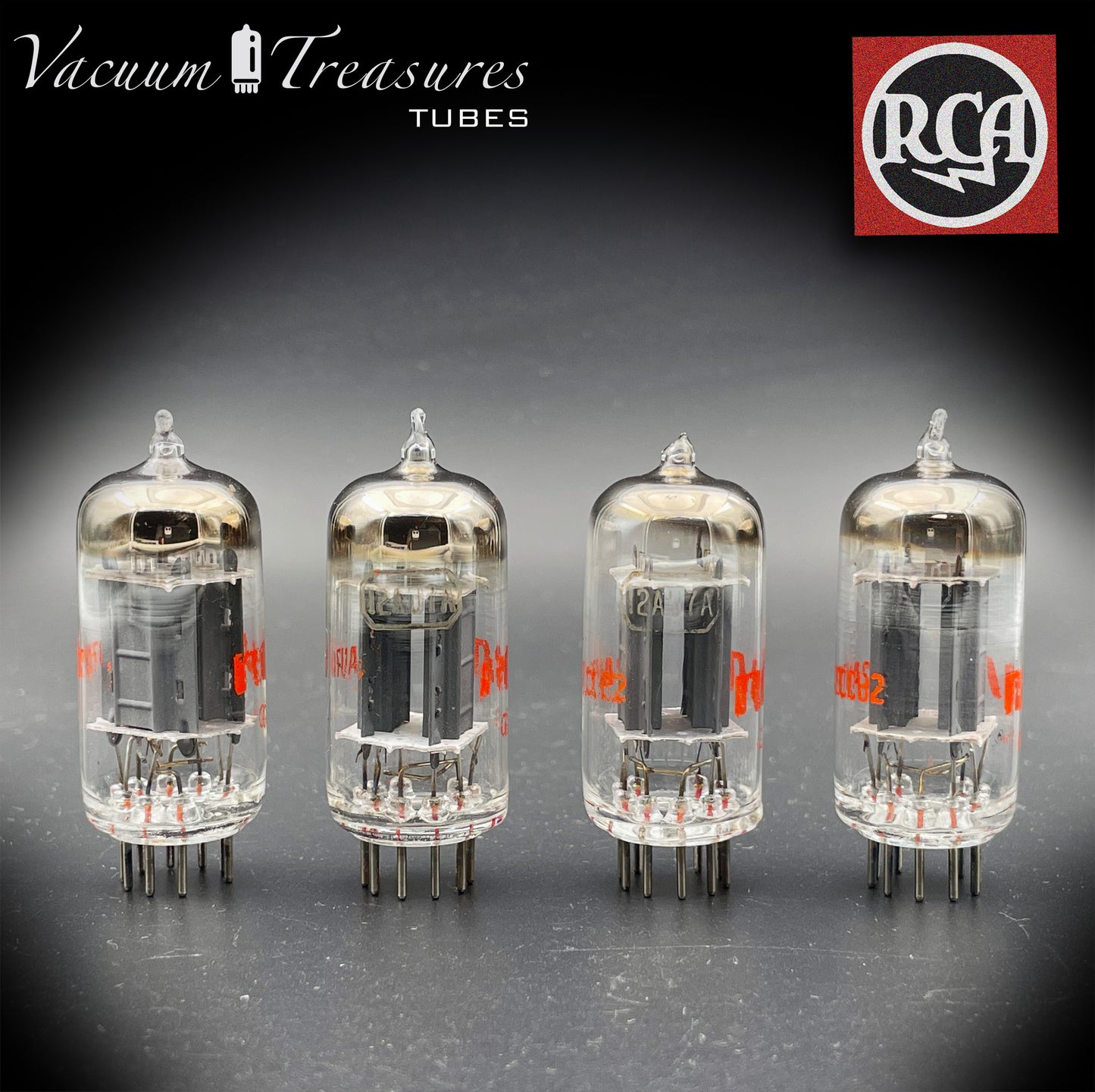 12AU7 A ( ECC82 ) RCA NOS Long Gray Plates Halo Getter Matched Tubes Made in USA