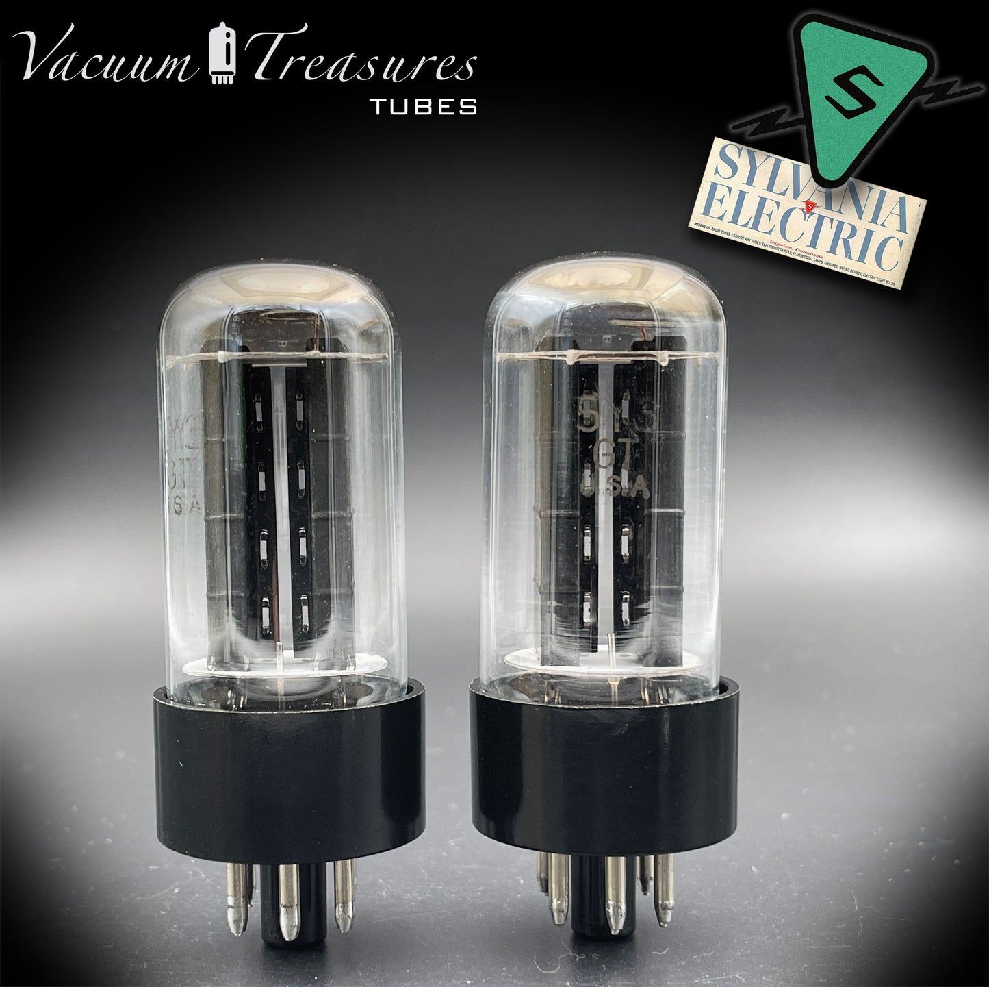 5Y3 GT ( 5Z2P ) SYLVANIA NOS NIB Black Plates O Getter Matched Tubes Rectifiers Made in USA