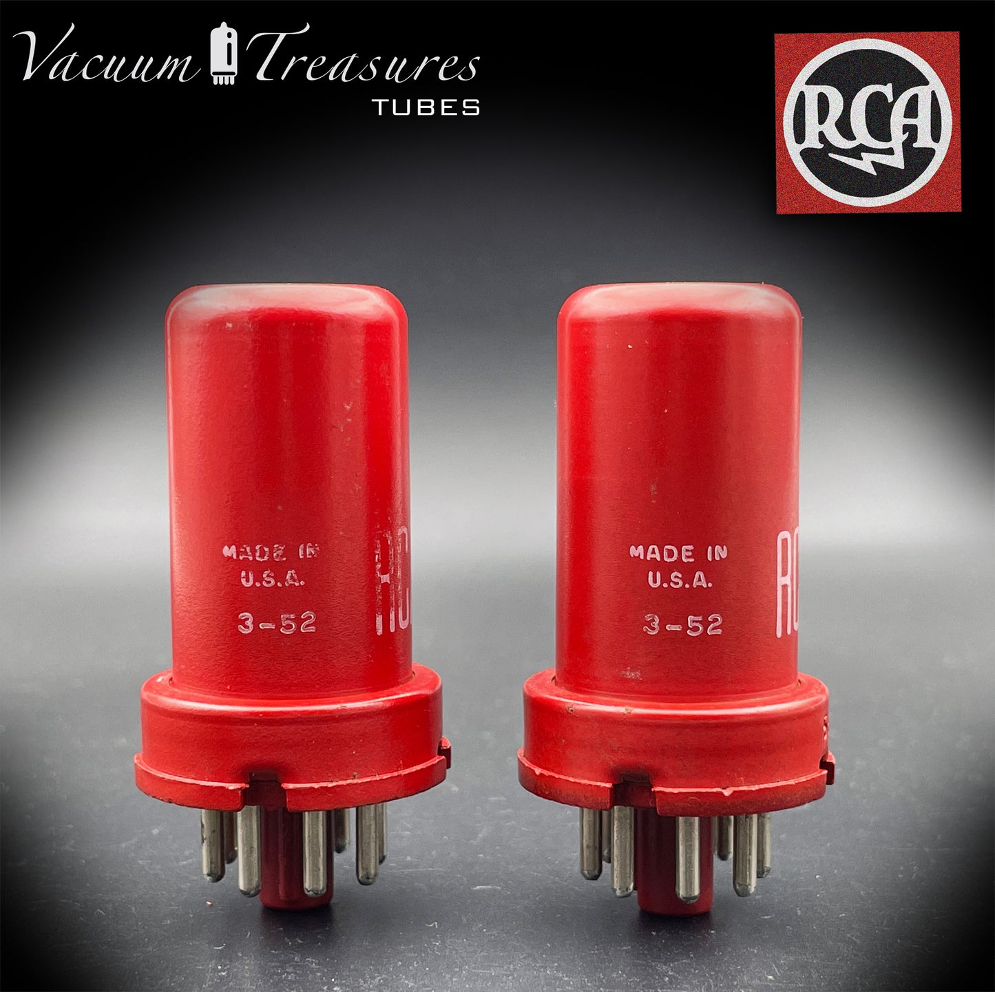 5693 ( CV3699 ) RCA NOS SPECIAL RED AMPLITREX Matched Pair Tubes MADE IN USA '52