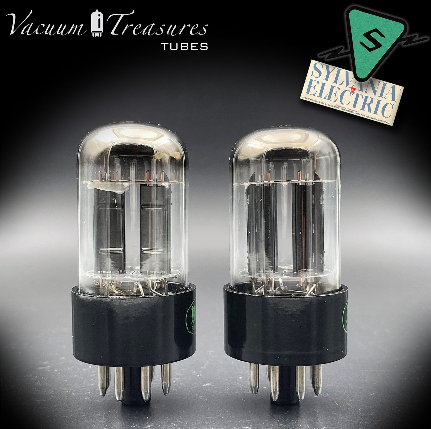 6SN7GTB Baldwin by SYLVANIA Matched Pair Black Plates Tubes - Same Codes - Made in USA '61