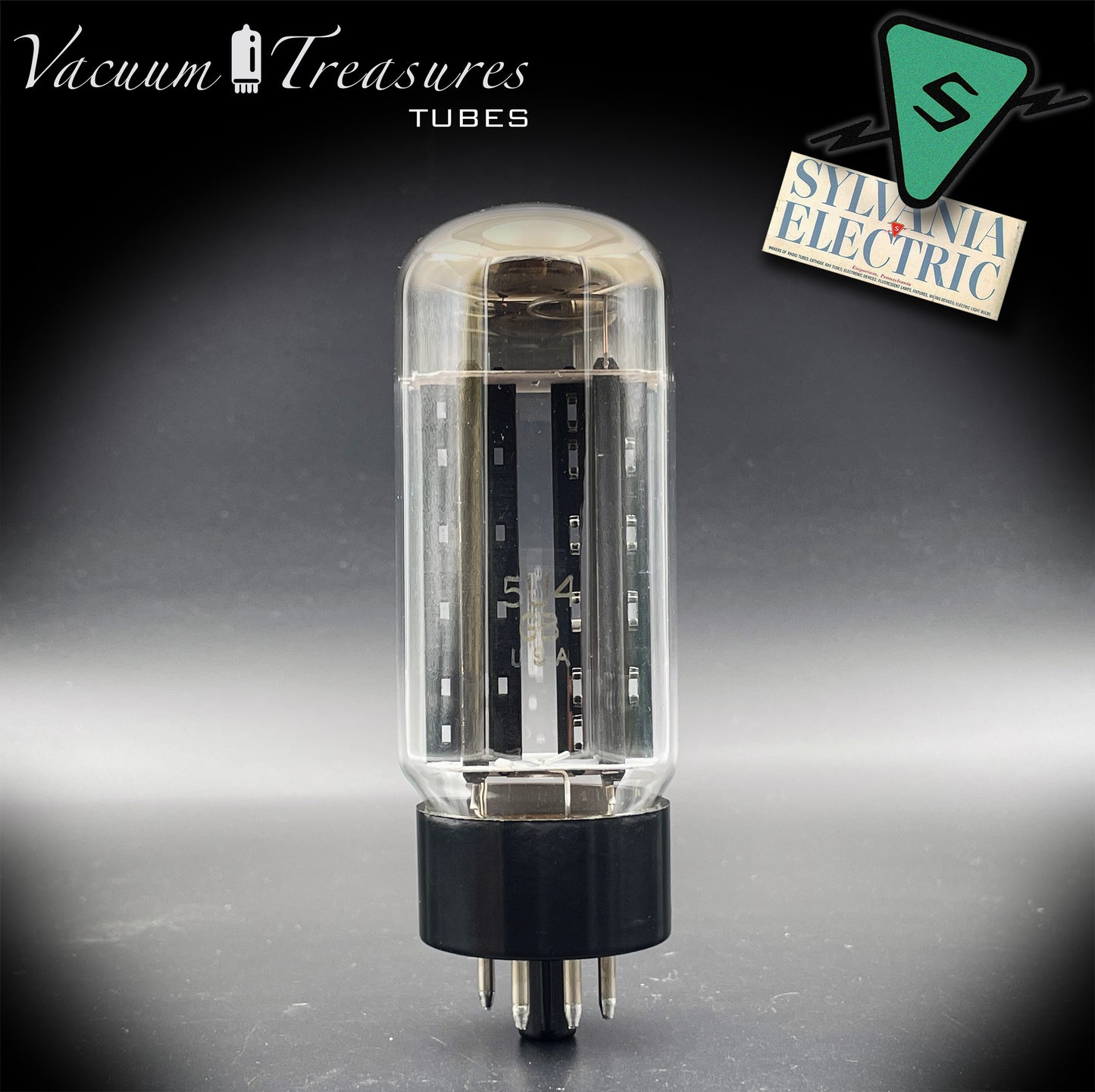 USN CHS 5U4GB SYLVANIA NOS NIB Black Plates Halo Getter Tested Tube Rectifier Made in USA