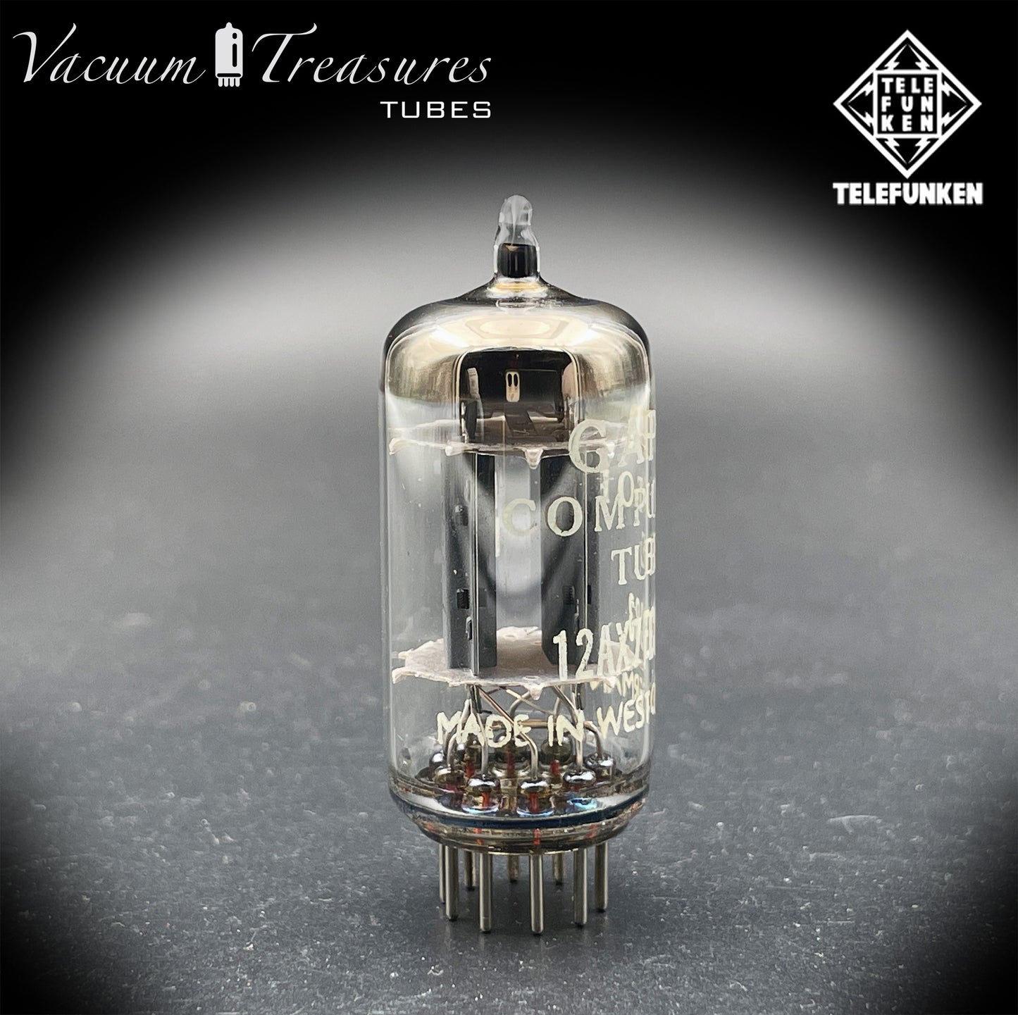 ECC83 / 12AX7 TELEFUNKEN Smooth Plates Diamond Bottom Tube Made in GERMANY