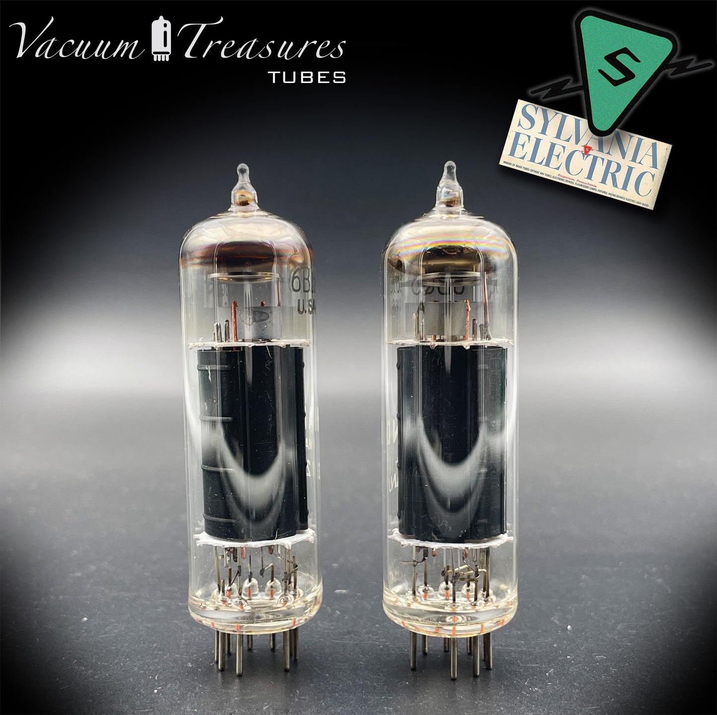 6BQ5 EL84 SYLVANIA for Hammond Matched Pair Black Plates Tubes Made in USA '64