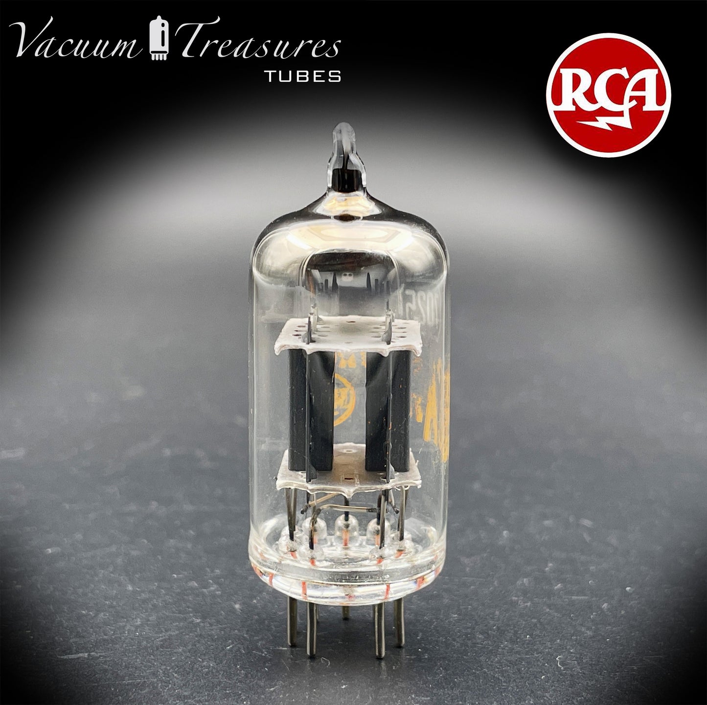 7025 / 12AX7 RCA Short Gray Plates Halo Getter Tested Tube Made in USA '60s
