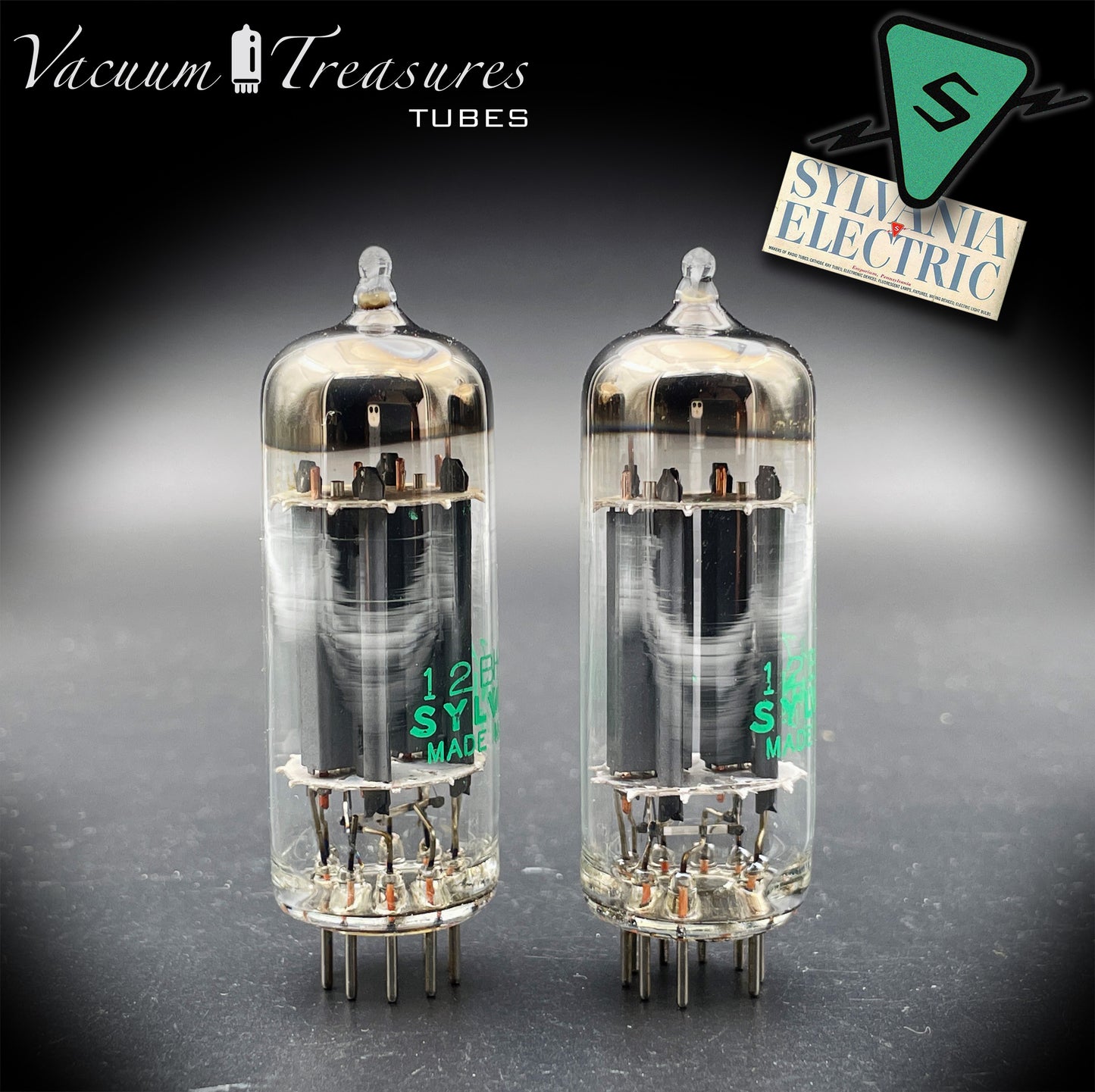 12BH7A ( 7032 ) NOS NIB Sylvania Gray Plates Halo Getter Matched Pair Tubes USA 1975