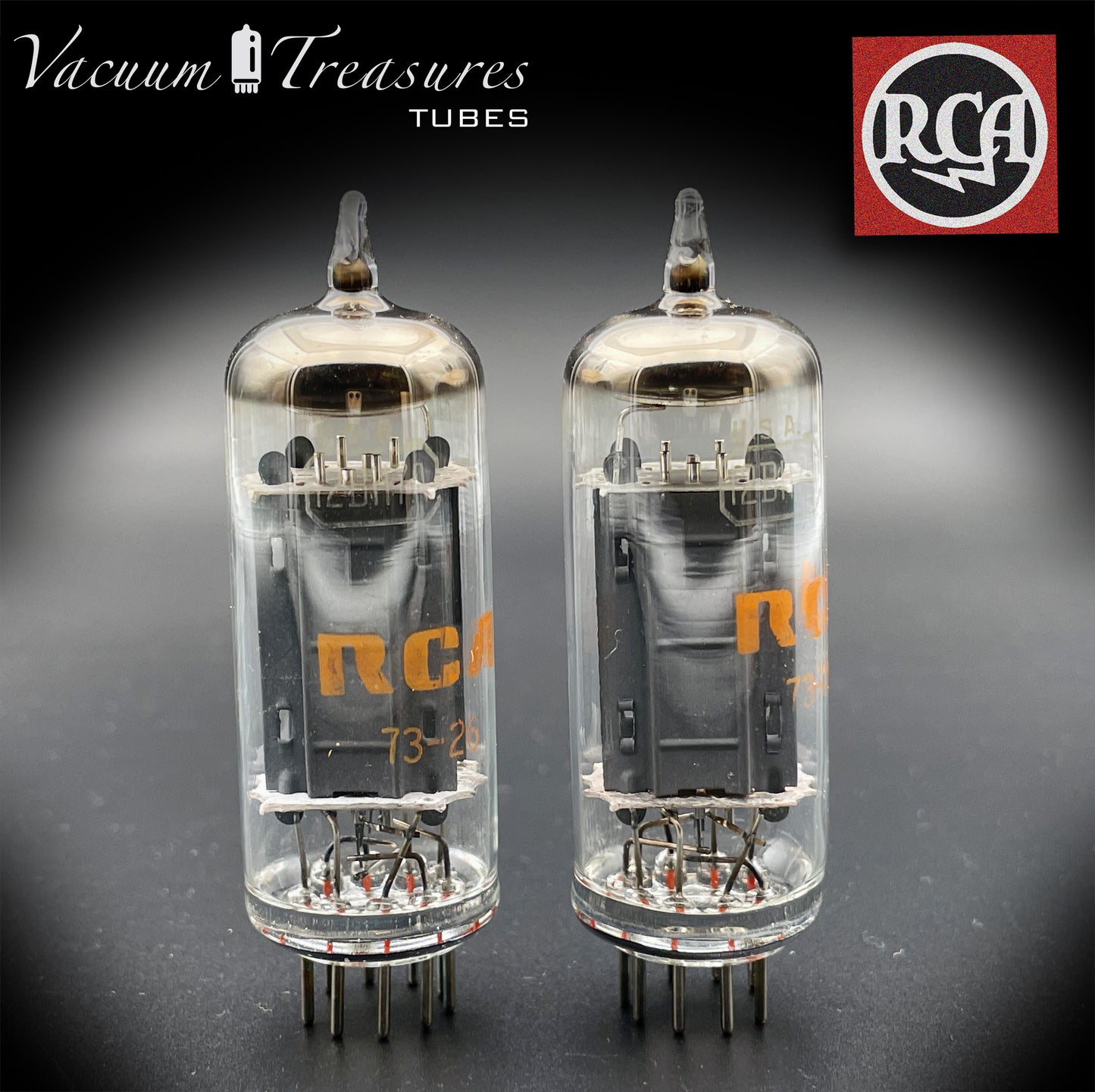 12BH7 A RCA Grey Plates O Getter Matched Pair Tubes Made in USA '73
