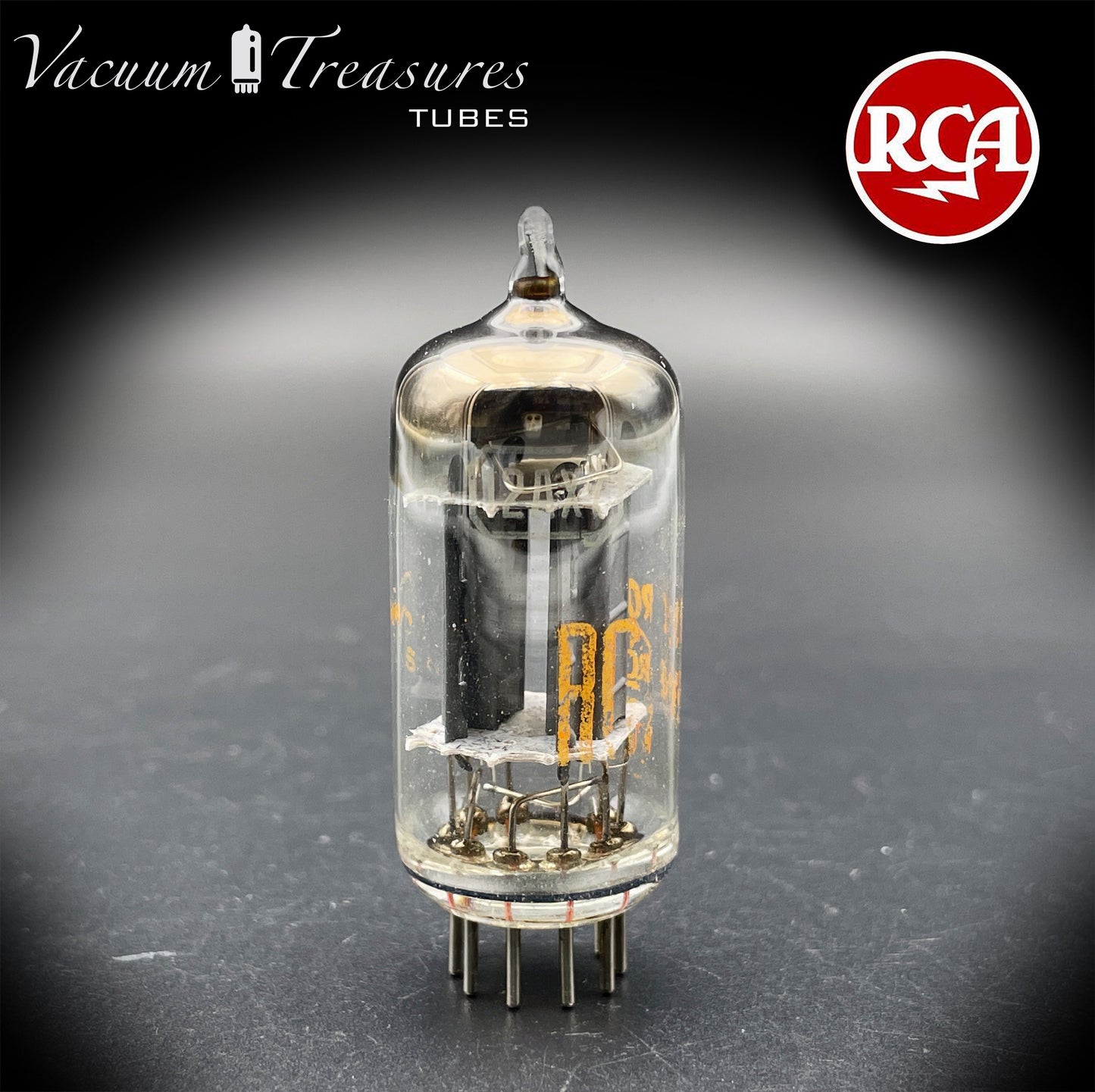 12AX7 ECC83 NOS RCA Long Gray Plates Square Getter Tube Made in USA '50s