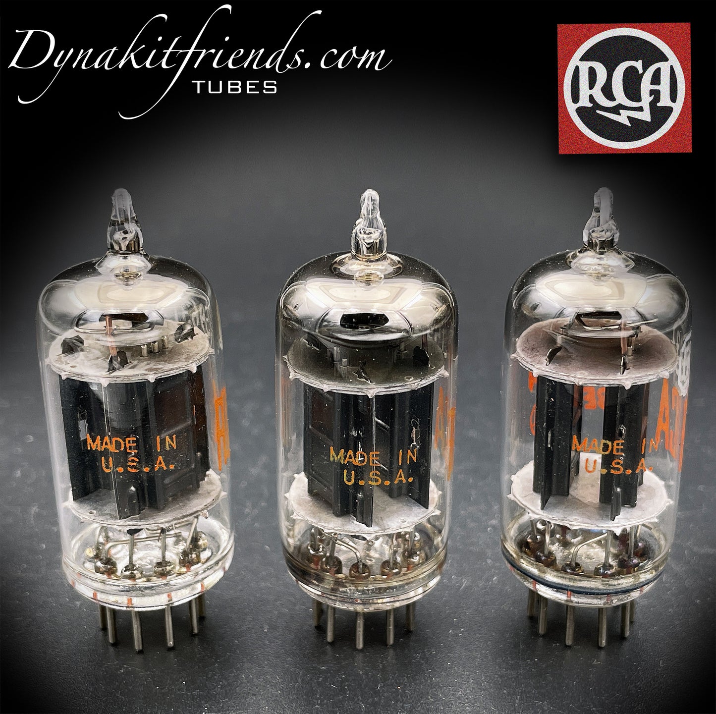 5963 ( ECC82 12AU7 WA ) RCA NOS Black Plates Square Foil Getter Low Noise & Microphonics Tested Tubes Made in USA '50s