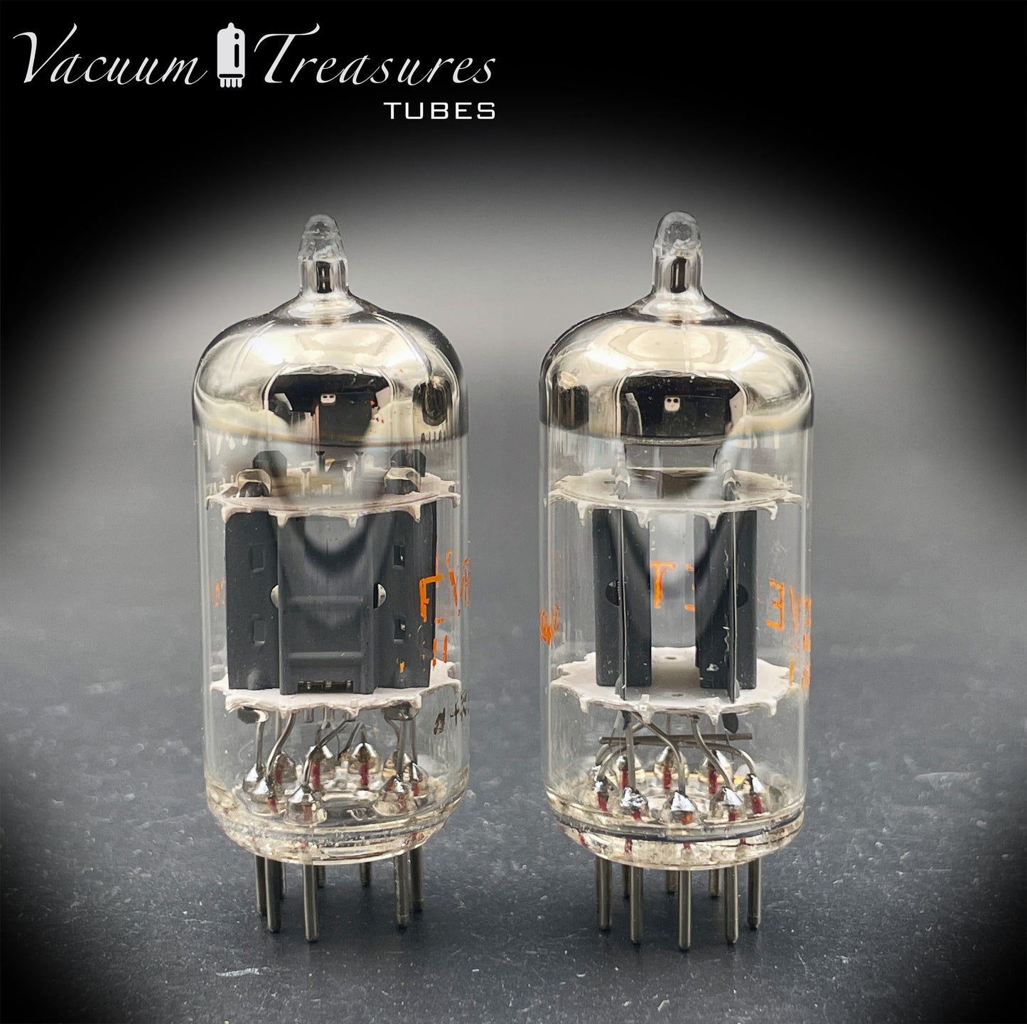 12AX7 / ECC83 NOS EVERETT by Philips Heerlen Matched Pair 1964 Short Gray Plates HOLLAND MADE