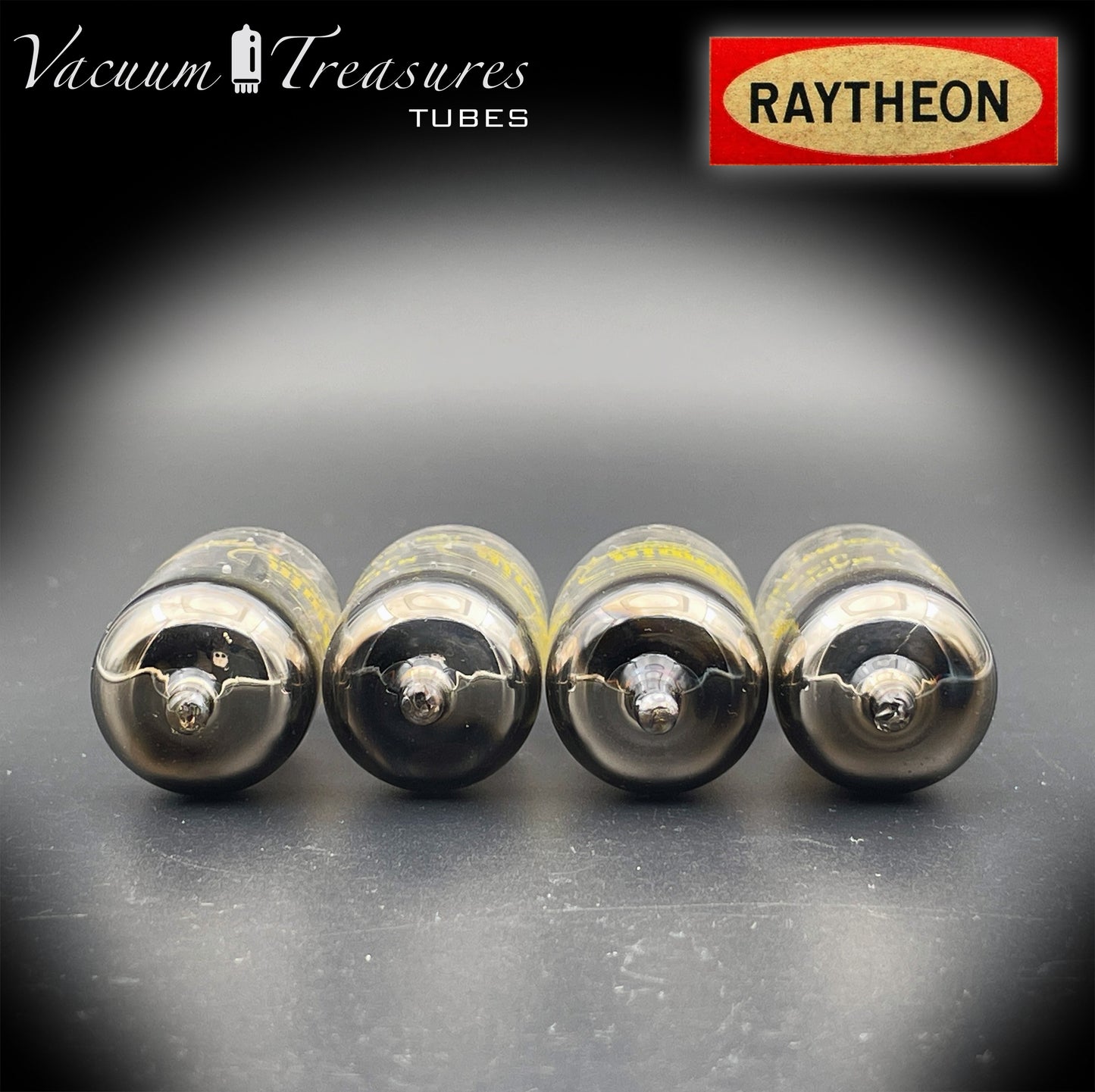 12AU7 ( ECC82 ) NOS RAYTHEON for Baldwin Long Black Plates Halo Getter Matched Tubes Made in USA '59