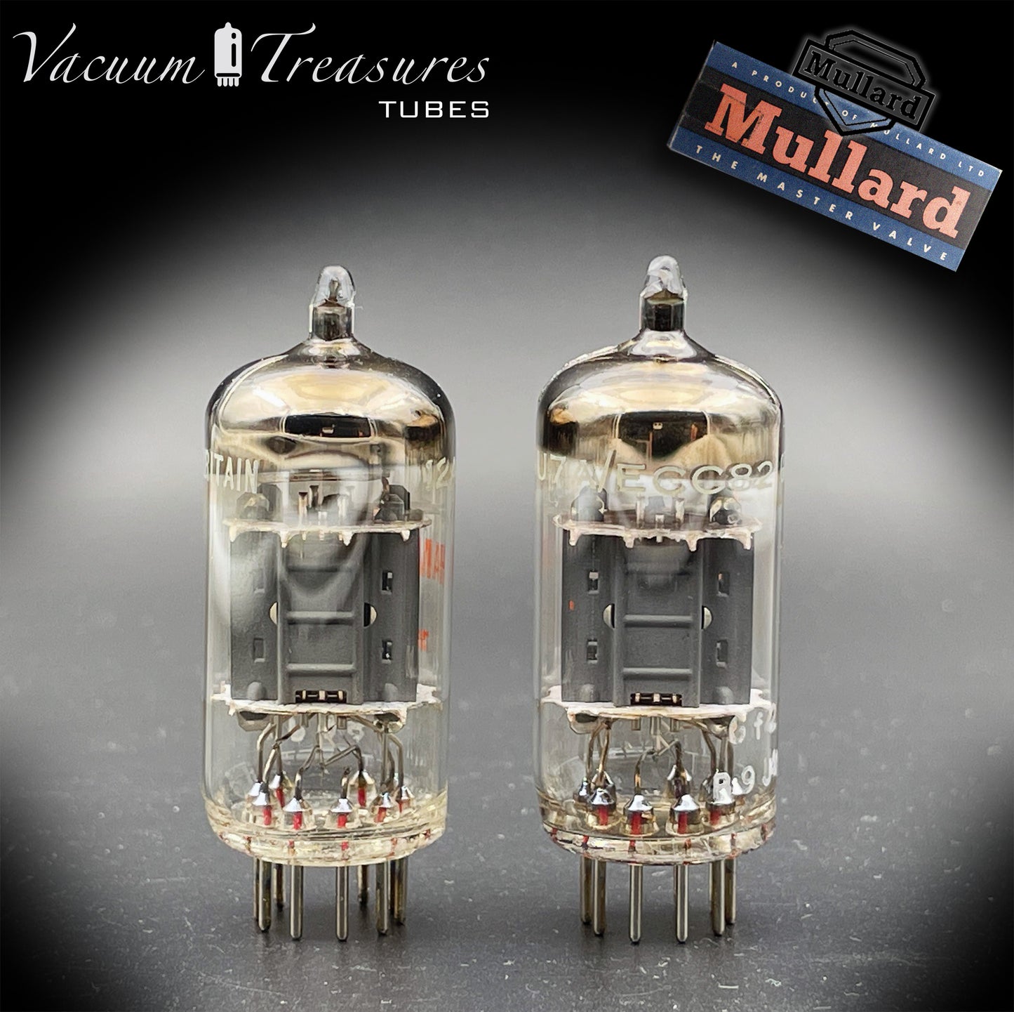 12AU7 ( ECC82 ) NOS MULLARD Blackburn Short Plates Matched Pair Tubes Made in GT. BRITAIN