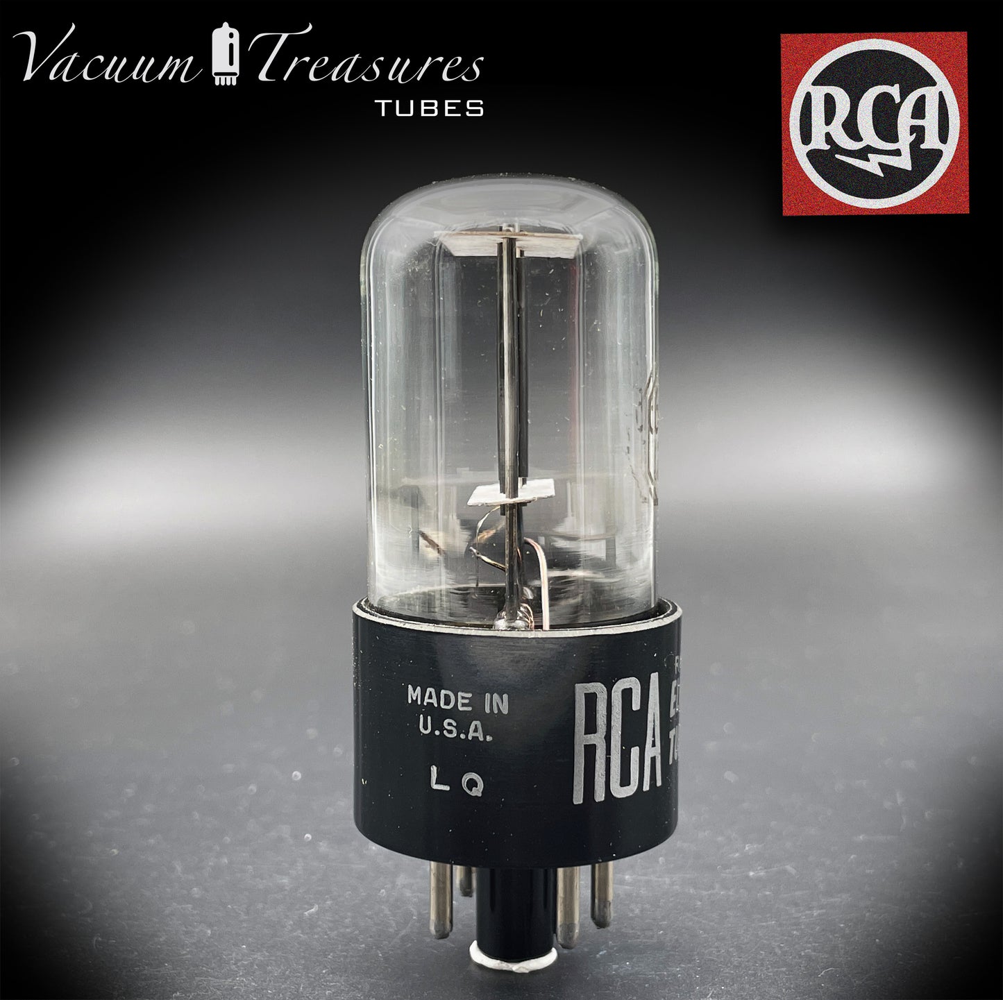 6X5 GT (6Z5P) RCA NOS NIB Placas negras Tubo rectificador cuadrado Getter HECHO EN EE. UU.