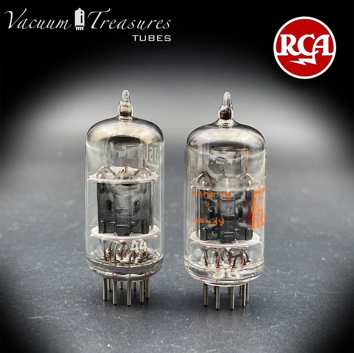 5751 RCA NOS Black Plates Halo Getter Matched Pair Tubes Made in USA