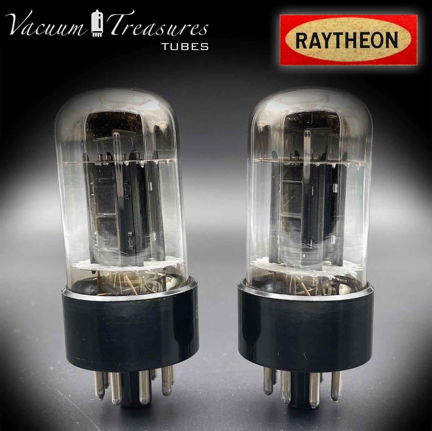 6SN7 GTB NOS RAYTHEON Black Plates O Getter Matched Tubes Made in USA '60