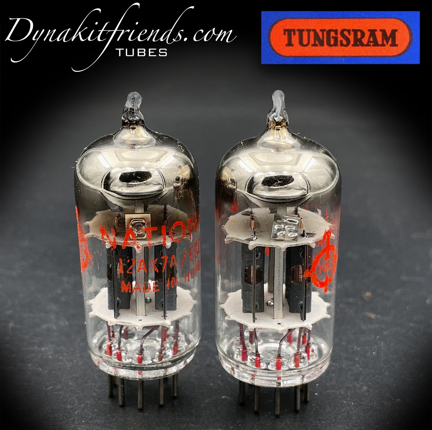 12AX7 A ( ECC83 ) TUNGSRAM Short Gray Plate Dual Post O Getter Matched Tubes Made in Hungary