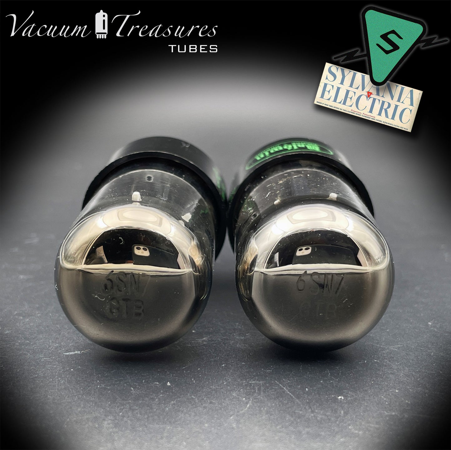 6SN7GTB Baldwin by SYLVANIA Matched Pair Black Plates Tubes Same Codes Made in USA '61