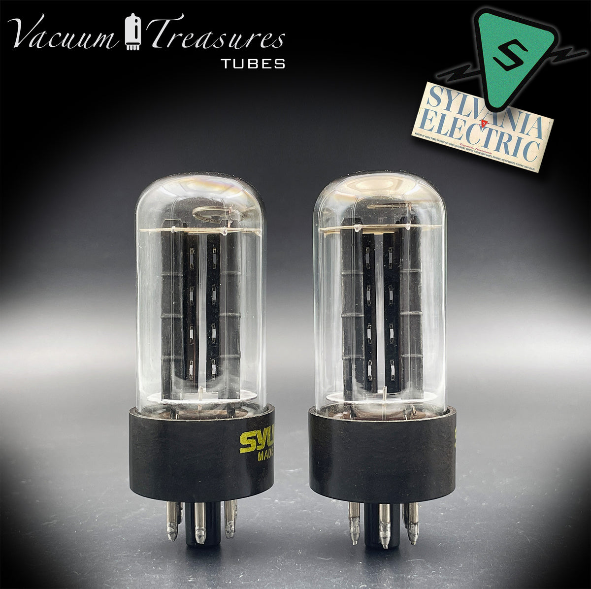 5Y3GT / 5Z2P SYLVANIA Black Plate Rectifier Tubes, Matched Pair, Made in the USA